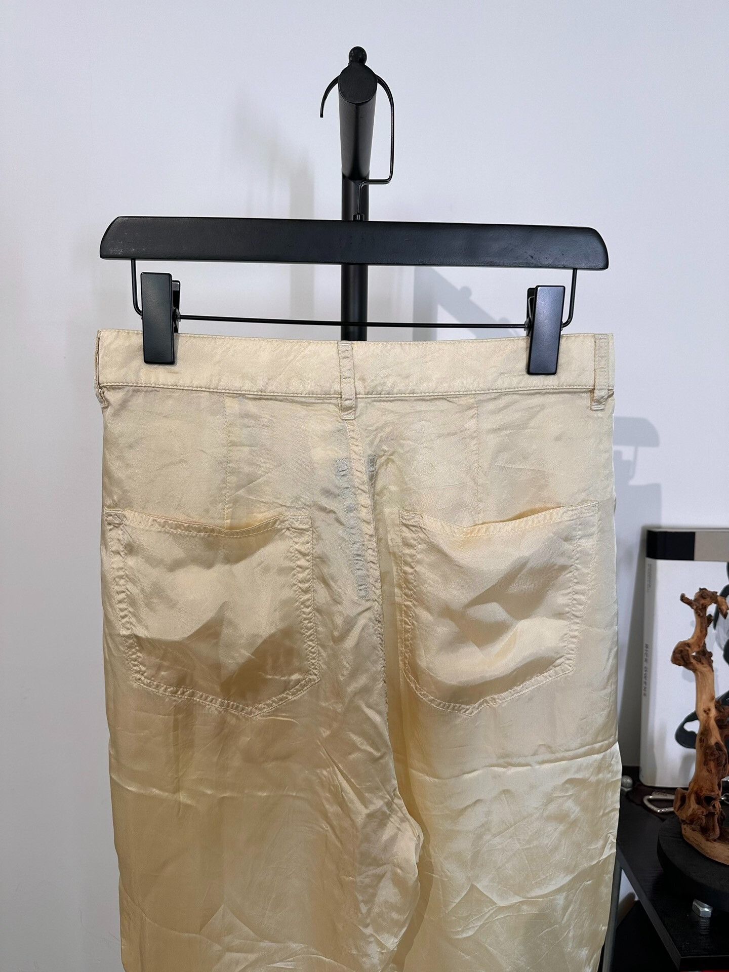 Rick Owens Rick Owens Beige Silk Satin Wide-Leg Pants Size US 29 - 5 Thumbnail