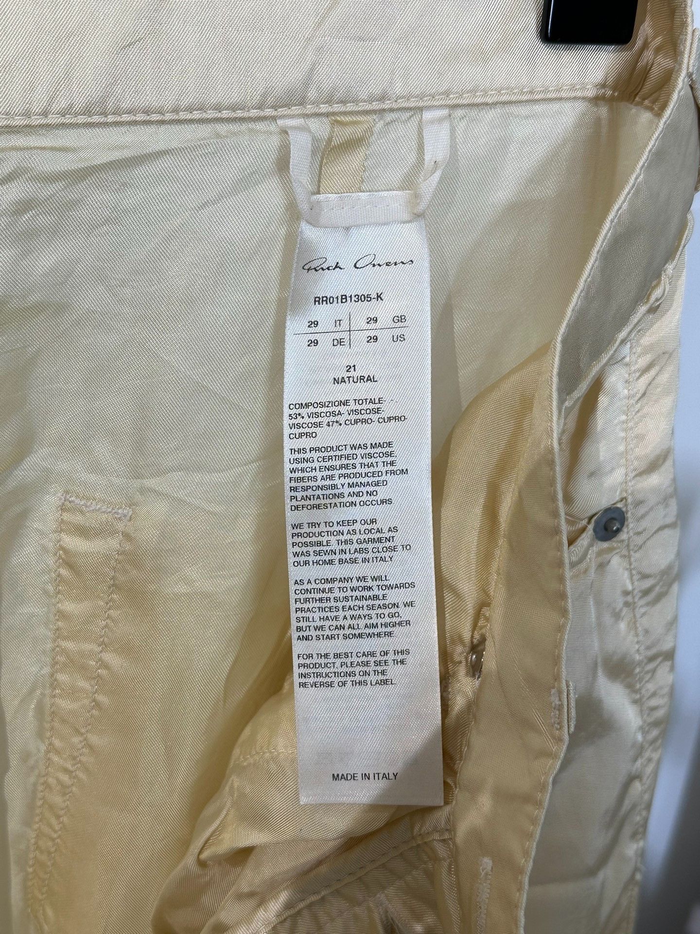 Rick Owens Rick Owens Beige Silk Satin Wide-Leg Pants Size US 29 - 7 Thumbnail