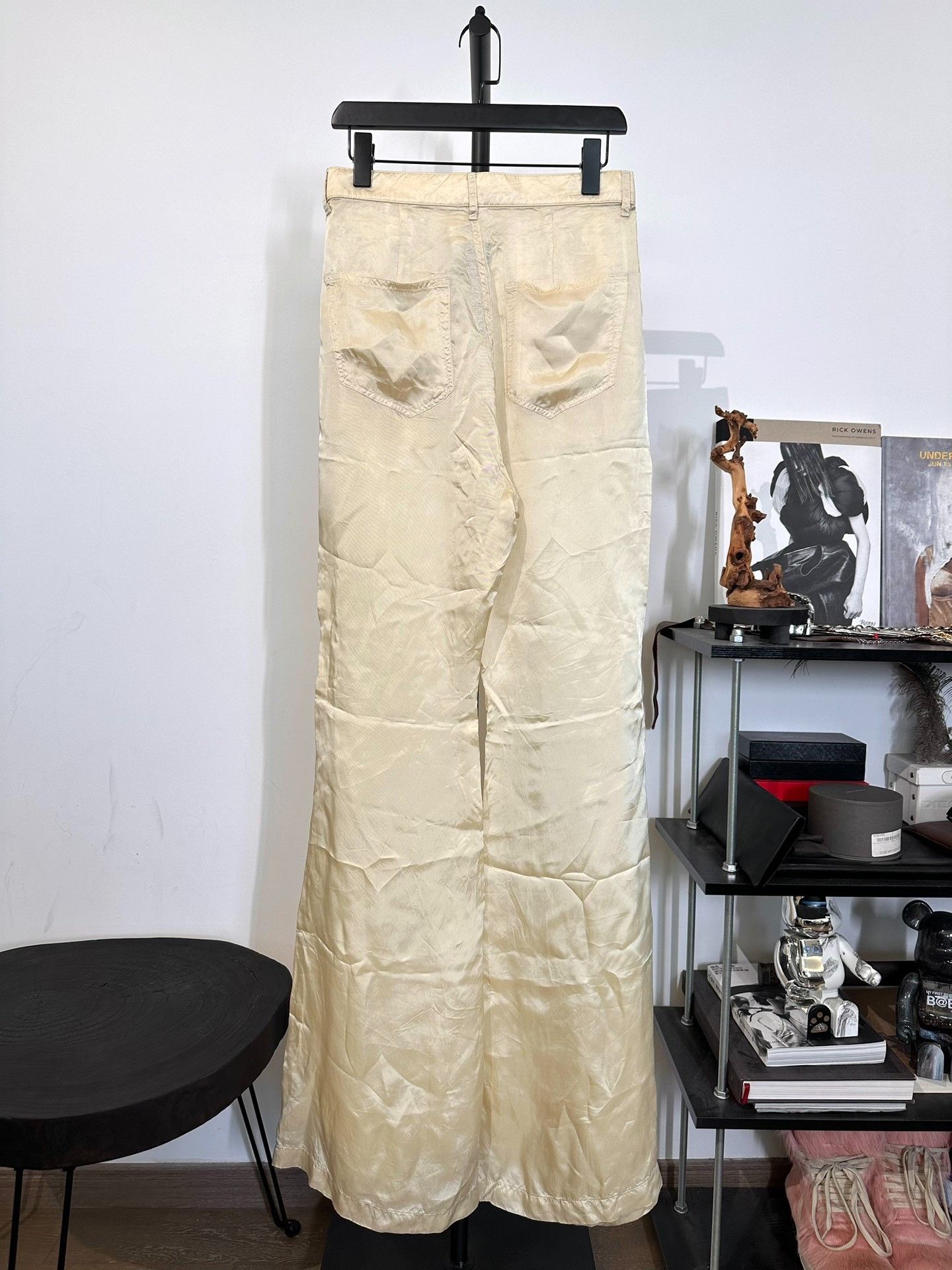 Rick Owens Rick Owens Beige Silk Satin Wide-Leg Pants Size US 29 - 2 Thumbnail