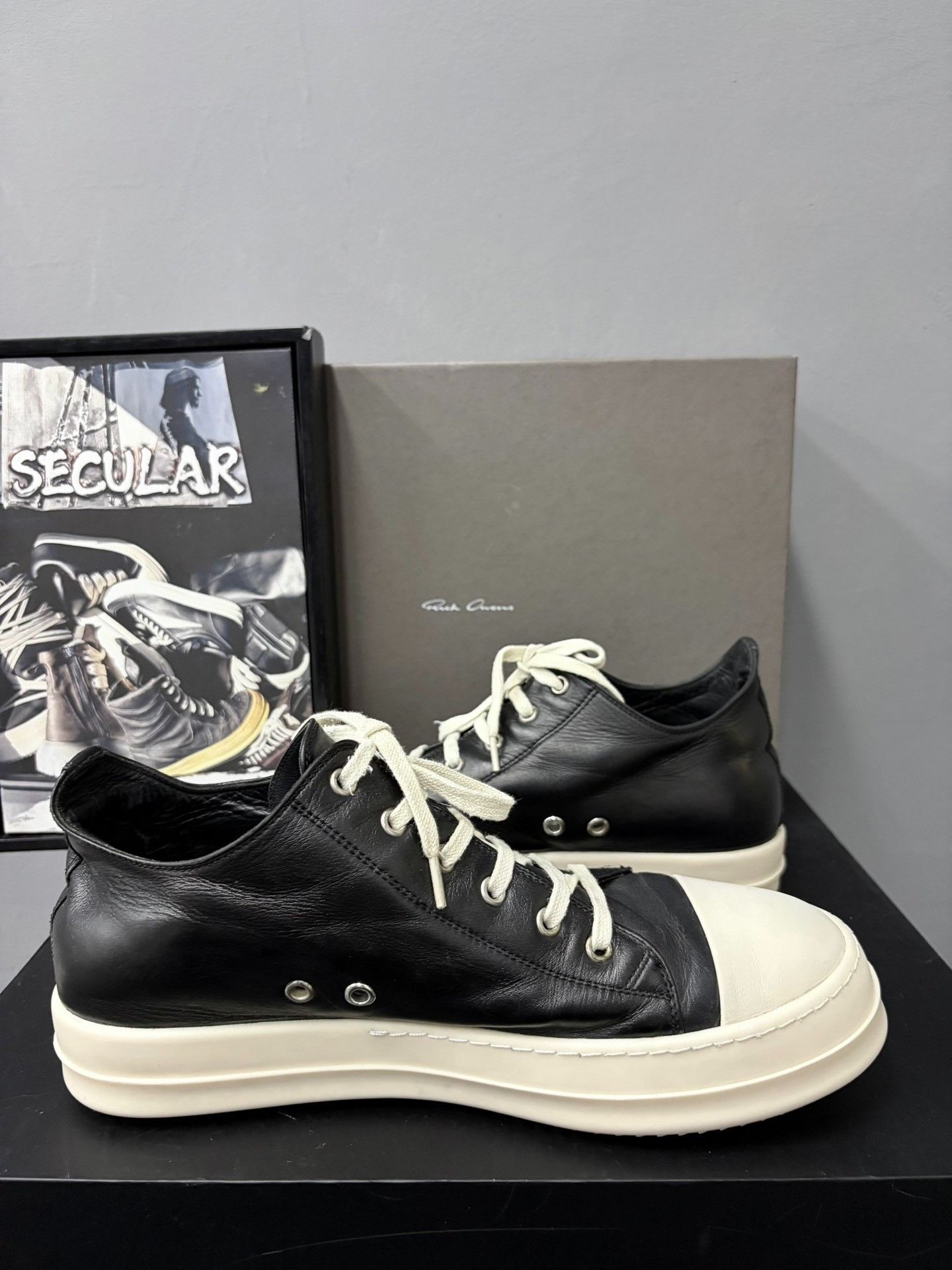 Rick Owens Rick Owens Leather Black White Low-Top Sneakers Size US 9 / EU 42 - 6 Thumbnail