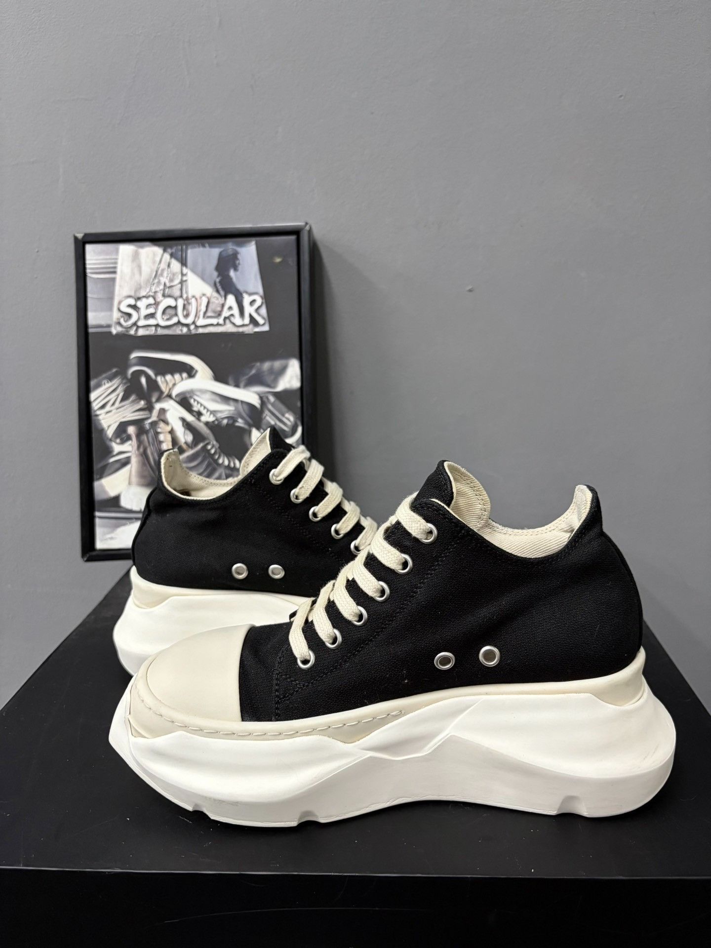 Rick Owens Rick Owens Classic Black White Low Top Size US 5 / IT 35 - 5 Thumbnail