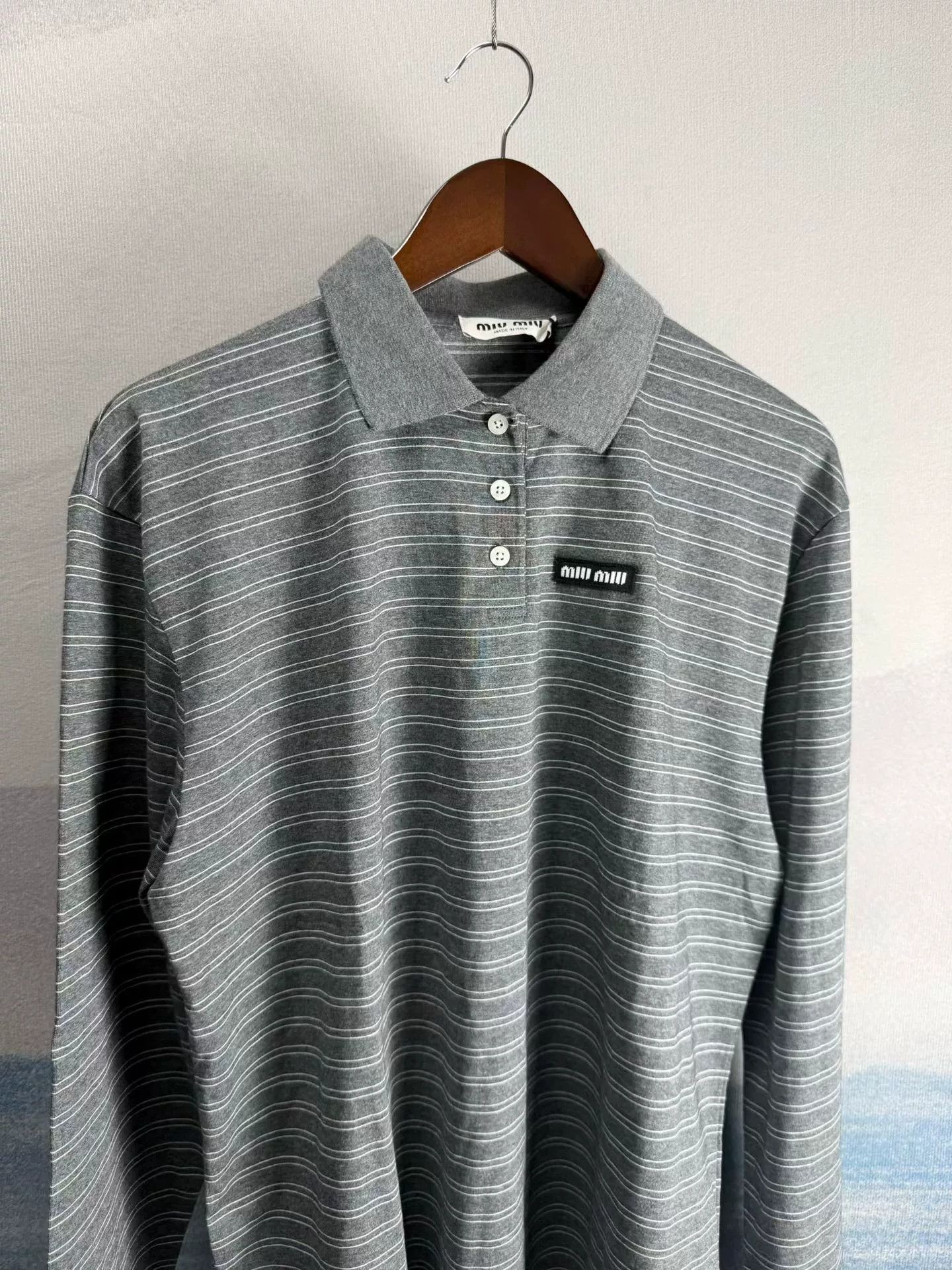 Miu Miu Miu Miu SS25 Striped Logo Polo Long Sleeve Size M / US 6-8 / IT 42-44 - 2 Thumbnail