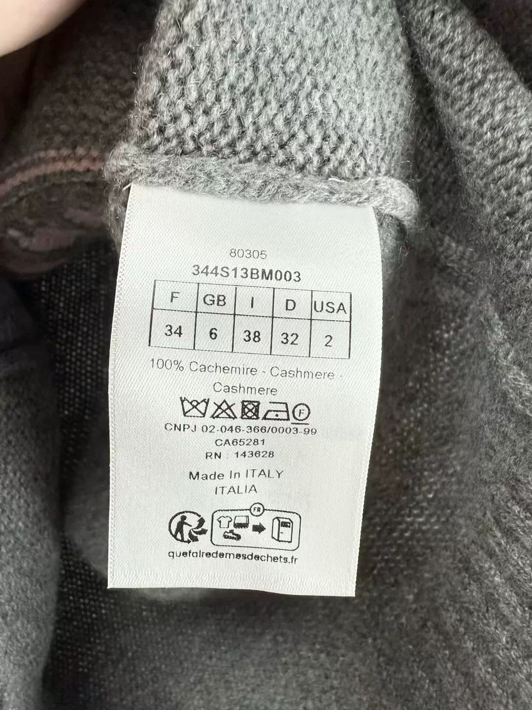 Dior Dior Gray Lucky Star Cashmere Short-Sleeve Sweater Size XXS / US 00 / IT 34 - 4 Thumbnail