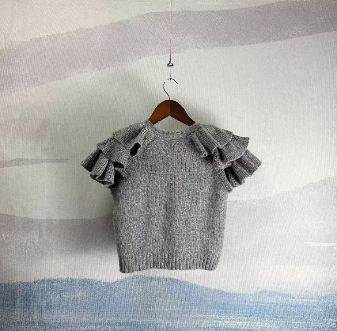 Dior Dior Gray Lucky Star Cashmere Short-Sleeve Sweater Size XXS / US 00 / IT 34 - 3 Thumbnail