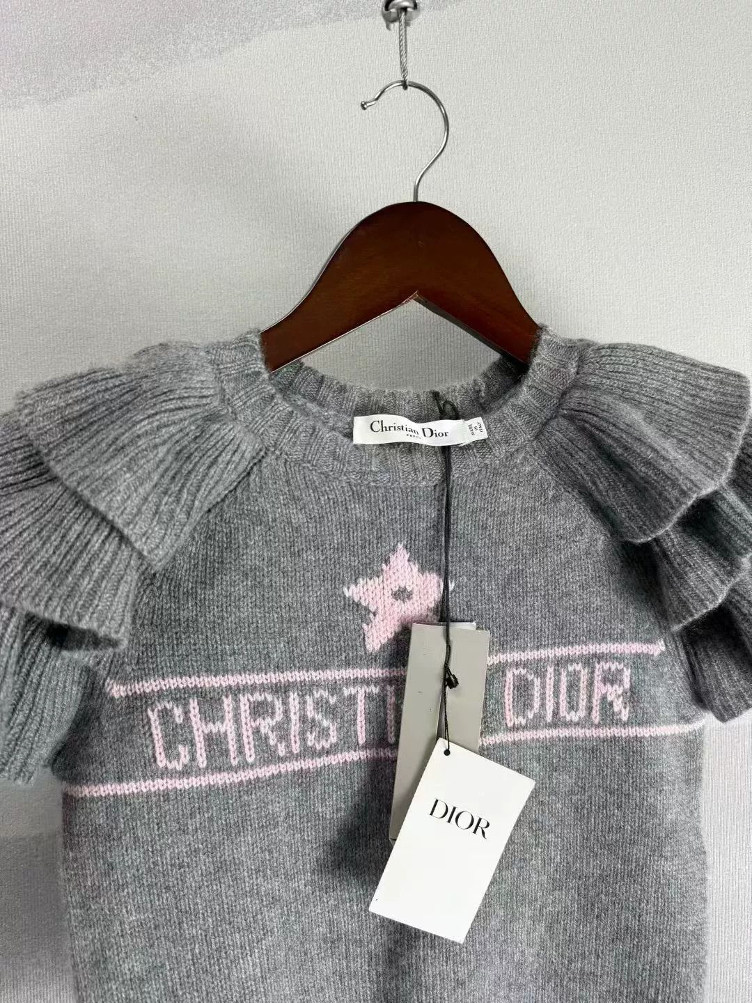 Dior Dior Gray Lucky Star Cashmere Short-Sleeve Sweater Size XXS / US 00 / IT 34 - 2 Thumbnail