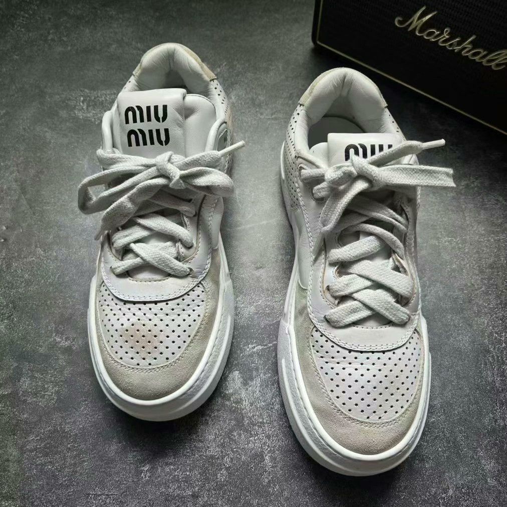 Miu Miu MIU MIU Distressed Platform Sneakers Size US 6 / IT 36 - 2 Thumbnail