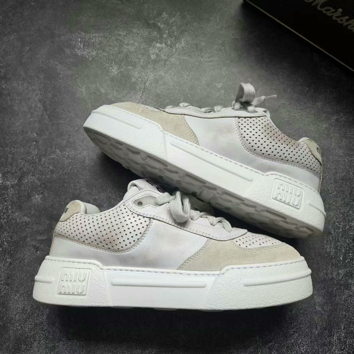 Miu Miu MIU MIU Distressed Platform Sneakers Size US 6 / IT 36 - 7 Thumbnail