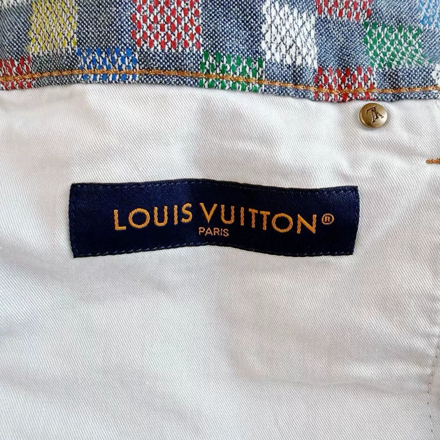 Louis Vuitton Louis Vuitton 2025 Rainbow Check Denim Shorts Size 34" / US 12 / IT 48 - 4 Thumbnail