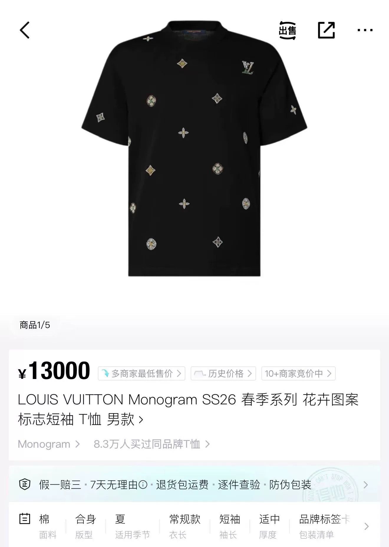 Louis Vuitton Louis Vuitton Black Floral Diamond Knit Tee Size S / US 4 / IT 40 - 5 Thumbnail