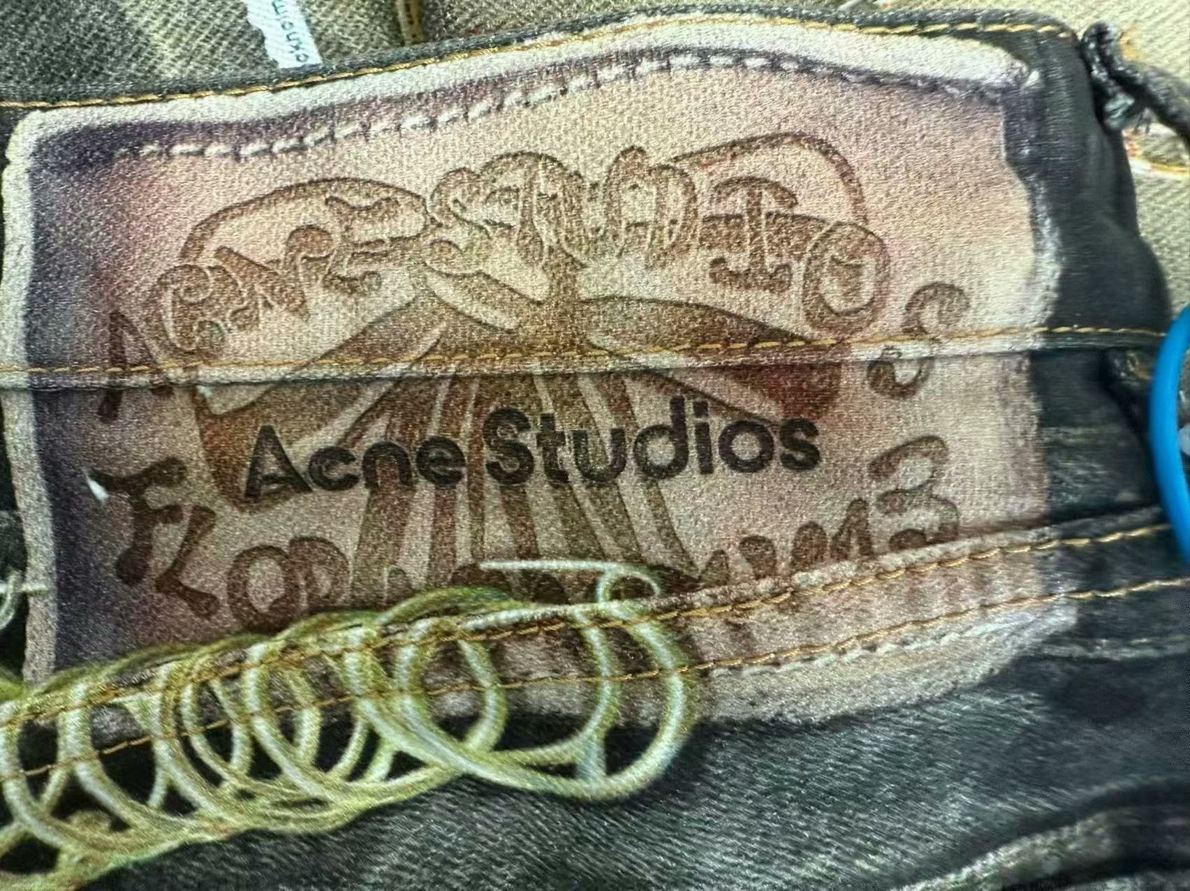 Acne Studios Acne Black Gold Chain Print Loose Jeans Size 22" - 3 Thumbnail