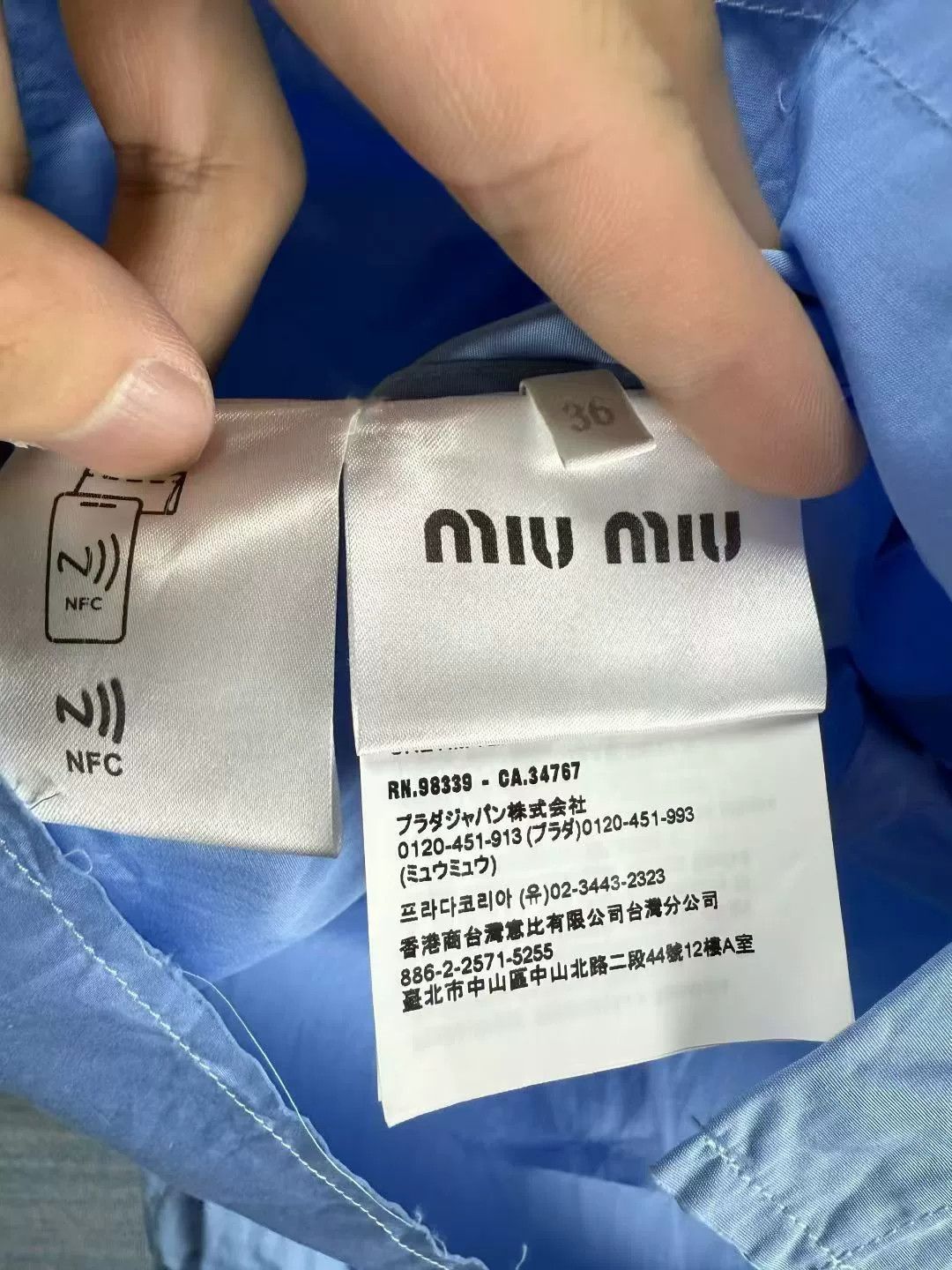 Miu Miu Miu Miu Blue Paneled Letter Button Shirt Size XS / US 0-2 / IT 36-38 - 4 Thumbnail
