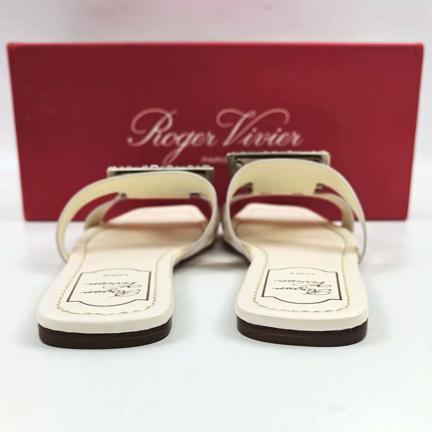 Roger Vivier RV Off-white Diamond Buckle Slippers Size US 5 / IT 35 - 5 Thumbnail