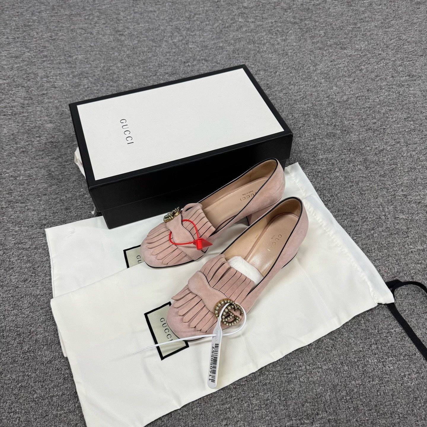 Gucci Gucci Pink Suede Fringe Pearl GG Heels 37 Size US 7 / IT 37 - 2 Thumbnail