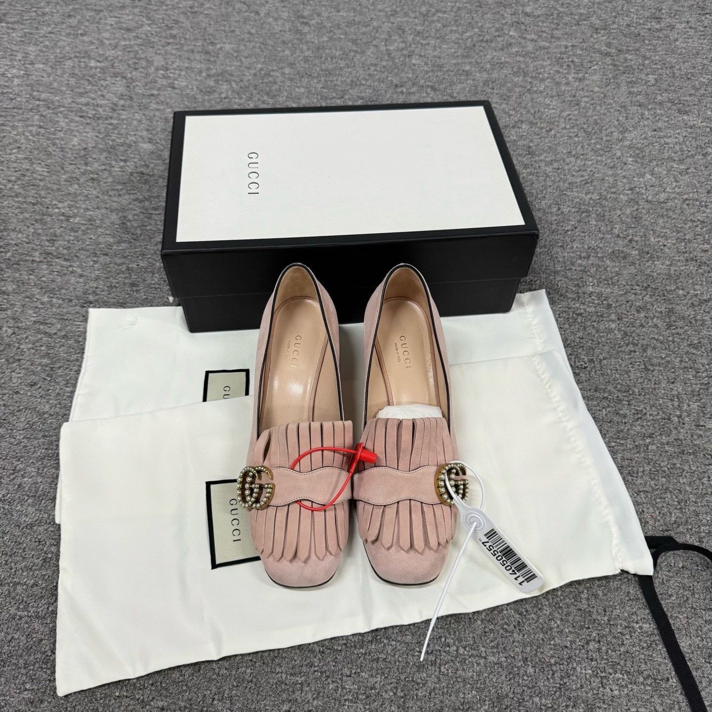 Gucci Gucci Pink Suede Fringe Pearl GG Heels 37 Size US 7 / IT 37 - 4 Thumbnail