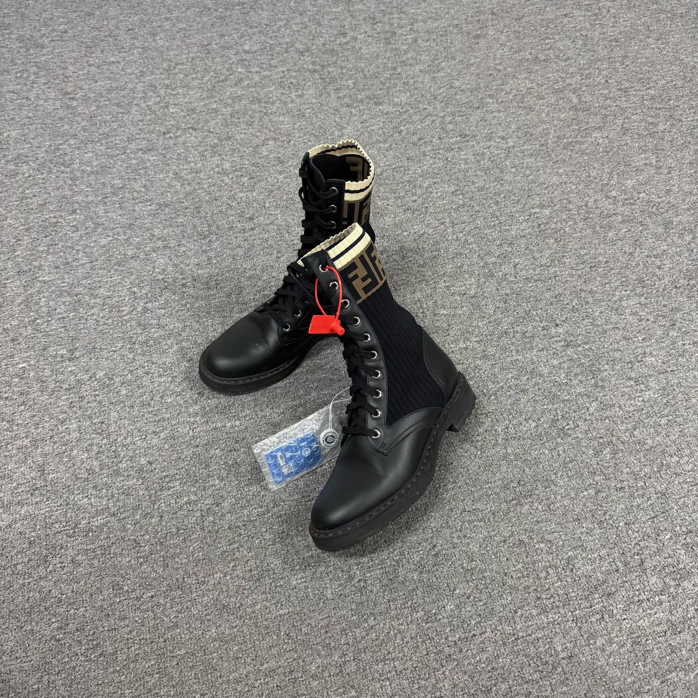 Fendi Fendi FF Monogram Sock Leather Combat Boots 37 Size US 7 / IT 37 - 2 Thumbnail