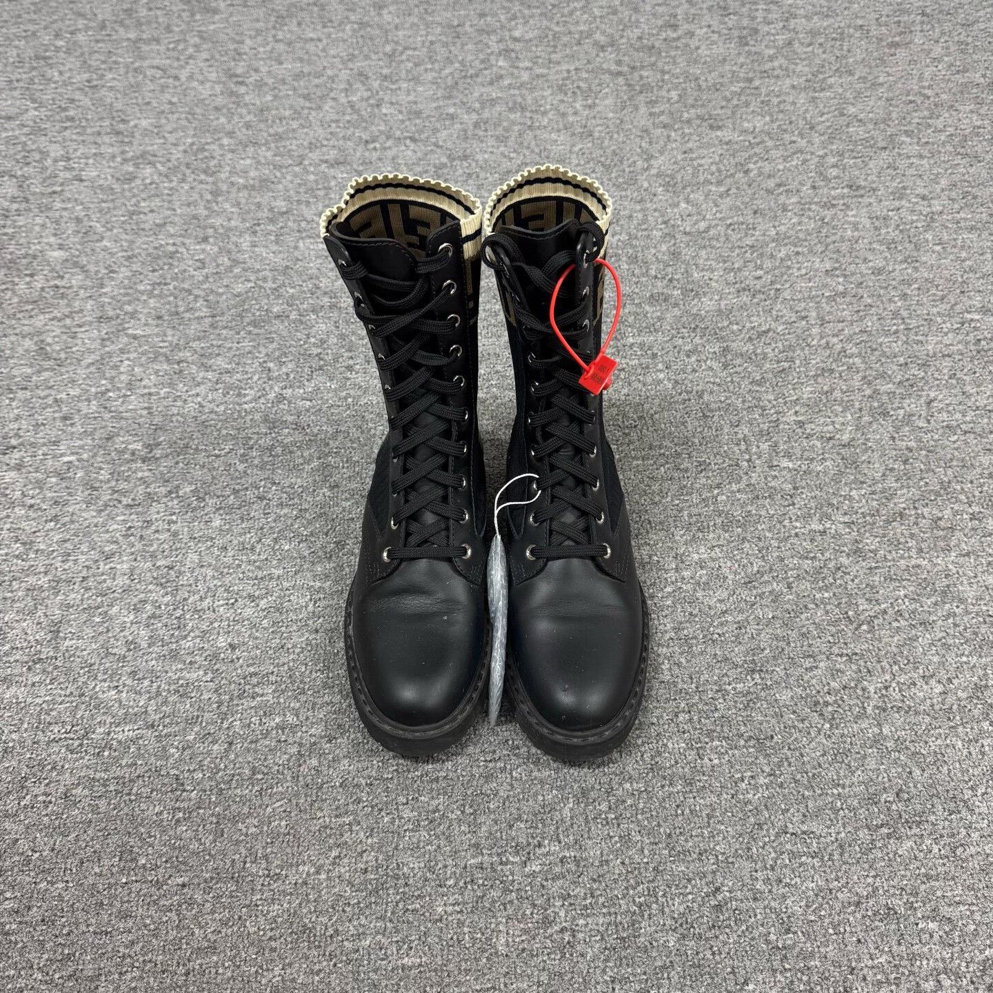 Fendi Fendi FF Monogram Sock Leather Combat Boots 37 Size US 7 / IT 37 - 3 Thumbnail
