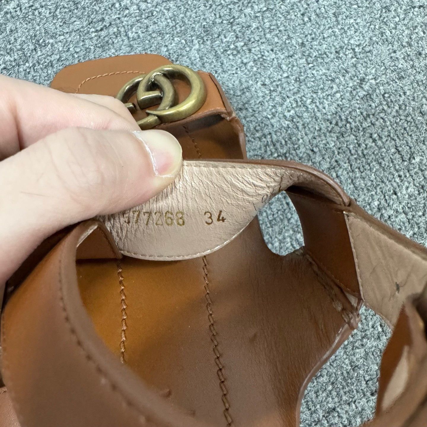 Gucci Gucci Double G Brown Leather Sandals 34 Size US 4 / IT 34 - 7 Thumbnail