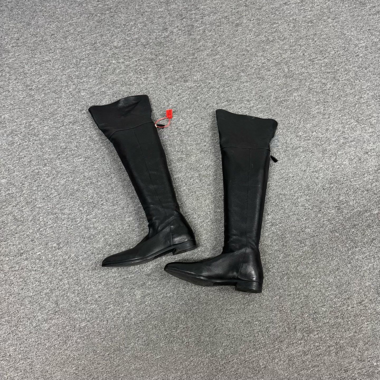 Prada Prada Pointed Black Leather Over-the-Knee Boots 37.5 Size US 7.5 / IT 37.5 - 2 Thumbnail