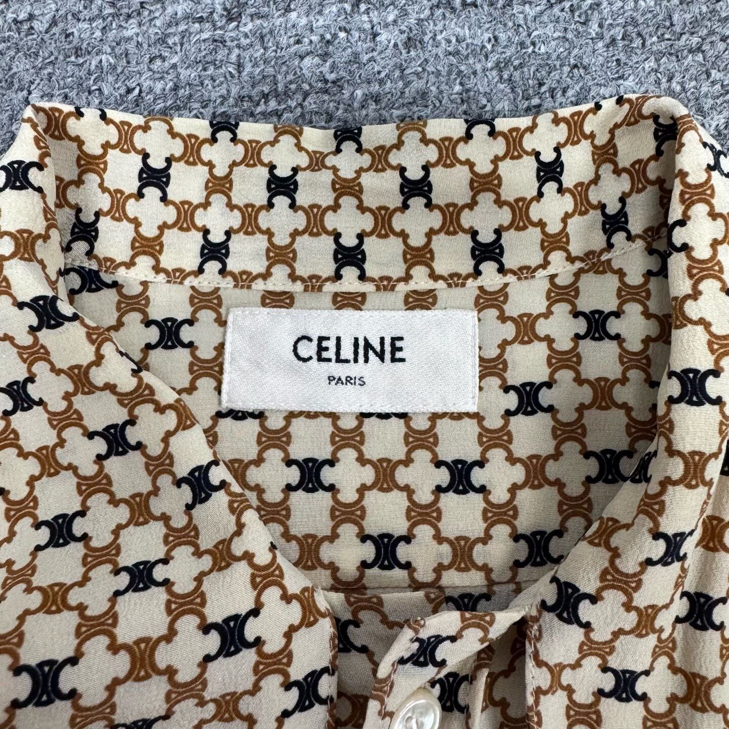 Celine Celine Geometric Tie Neck Silk Blouse FR 38 Size S / US 4 / IT 40 - 6 Thumbnail