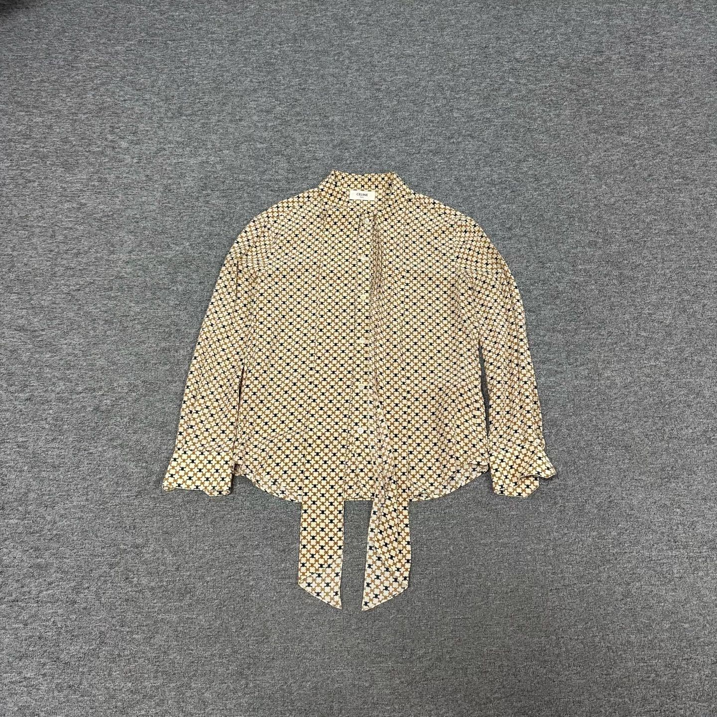 Celine Celine Geometric Tie Neck Silk Blouse FR 38 Size S / US 4 / IT 40 - 2 Thumbnail