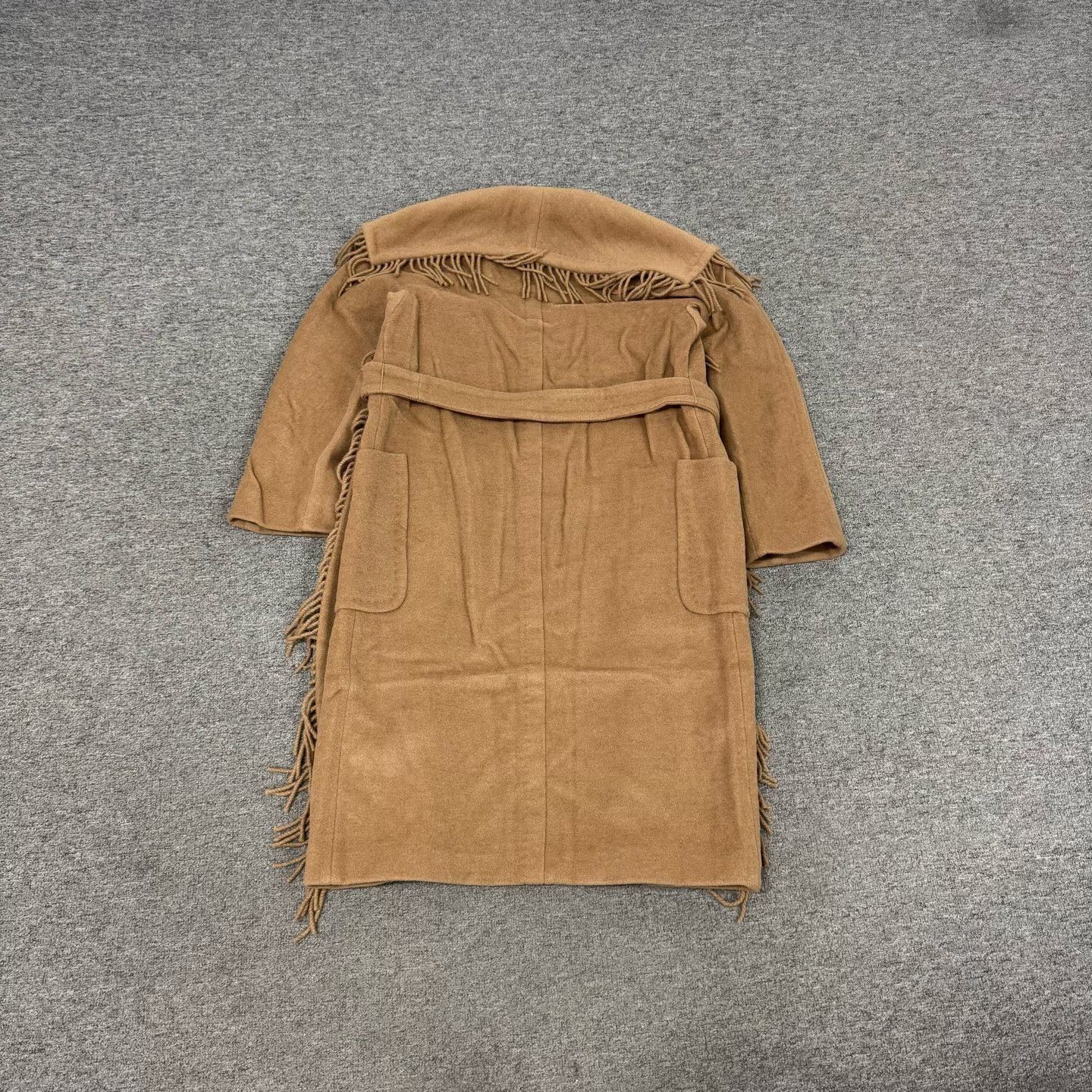 Max Mara Max Mara Fringe Camelwool Belted Coat IT 36 Size XS / US 0-2 / IT 36-38 - 3 Thumbnail