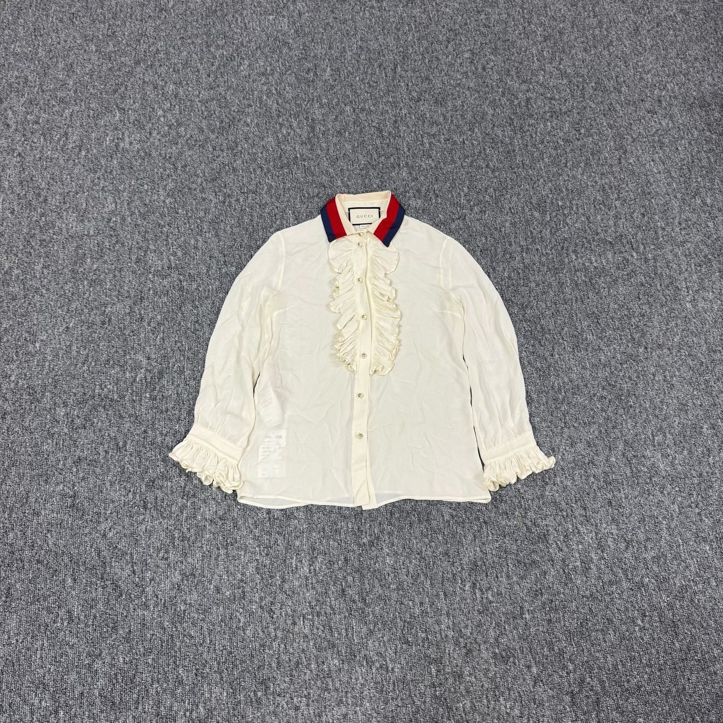 Gucci Gucci Ruffle Web Collar Silk Blouse IT 40 Size S / US 4 / IT 40 - 2 Thumbnail