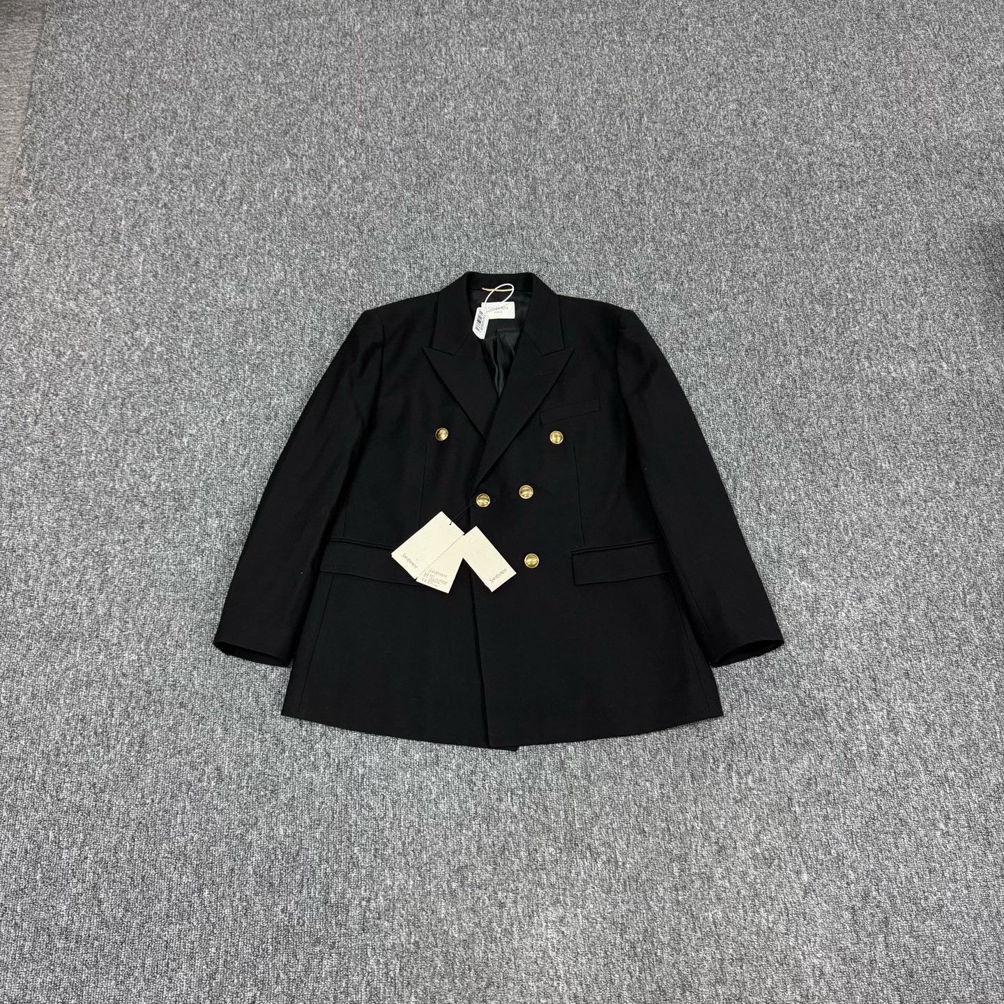 Saint Laurent Paris Saint Laurent Double-Breasted Gold Button Blazer 38R Size 38R - 2 Thumbnail