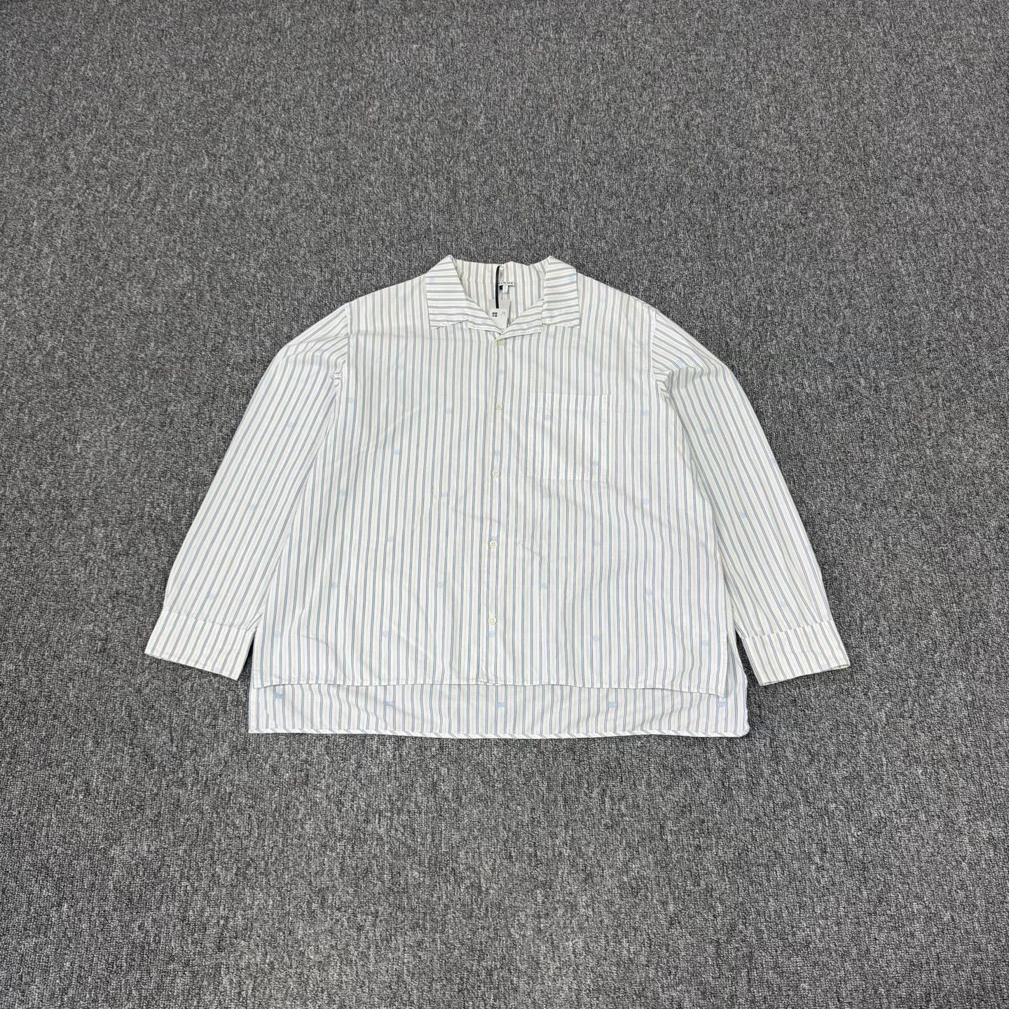 Loewe Loewe Blue Striped Anagram Logo Shirt Size 42 Size US L / EU 52-54 / 3 - 2 Thumbnail