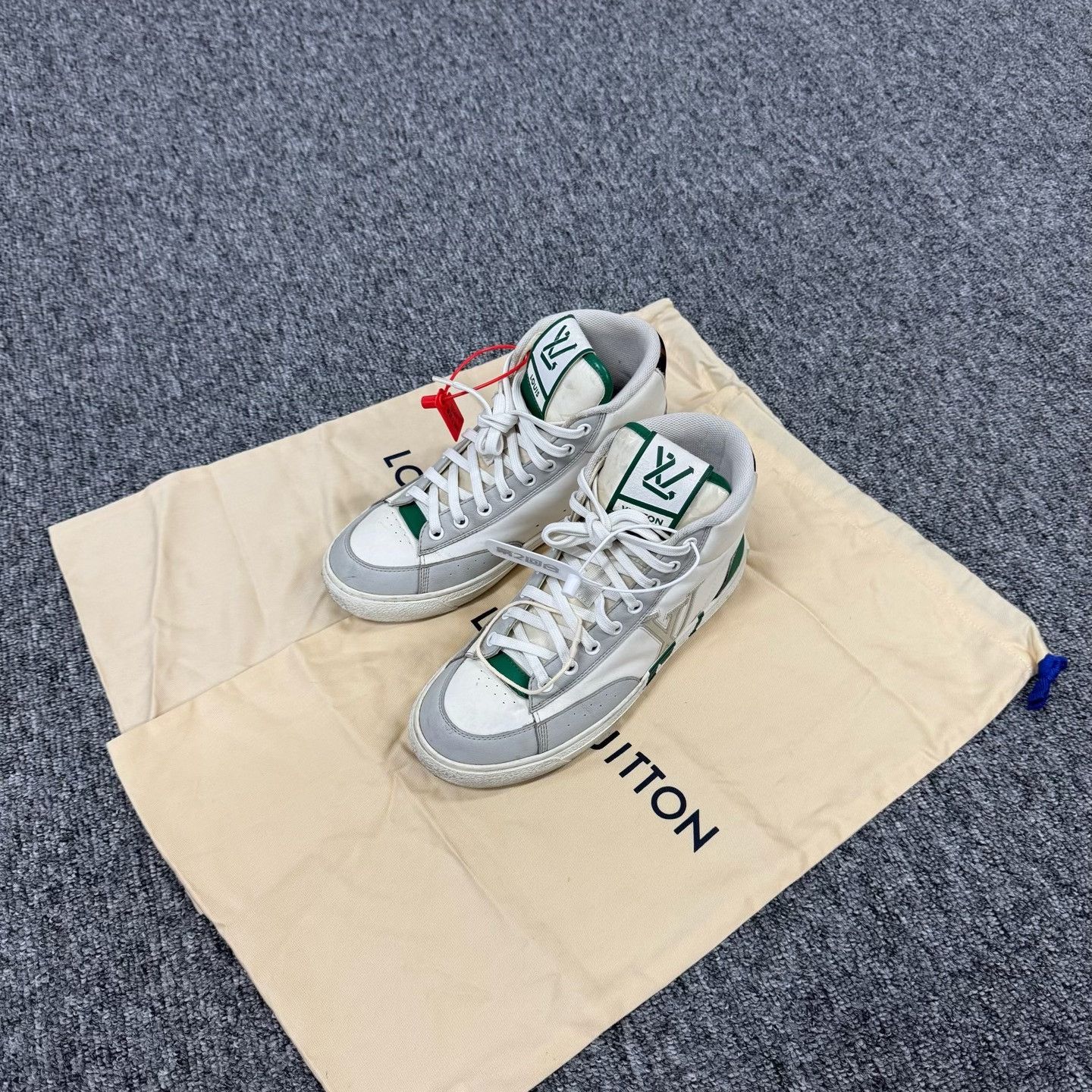 Louis Vuitton Louis Vuitton Charlie White Green Hi-Top Sneakers 37 Size US 5 / EU 37 - 2 Thumbnail