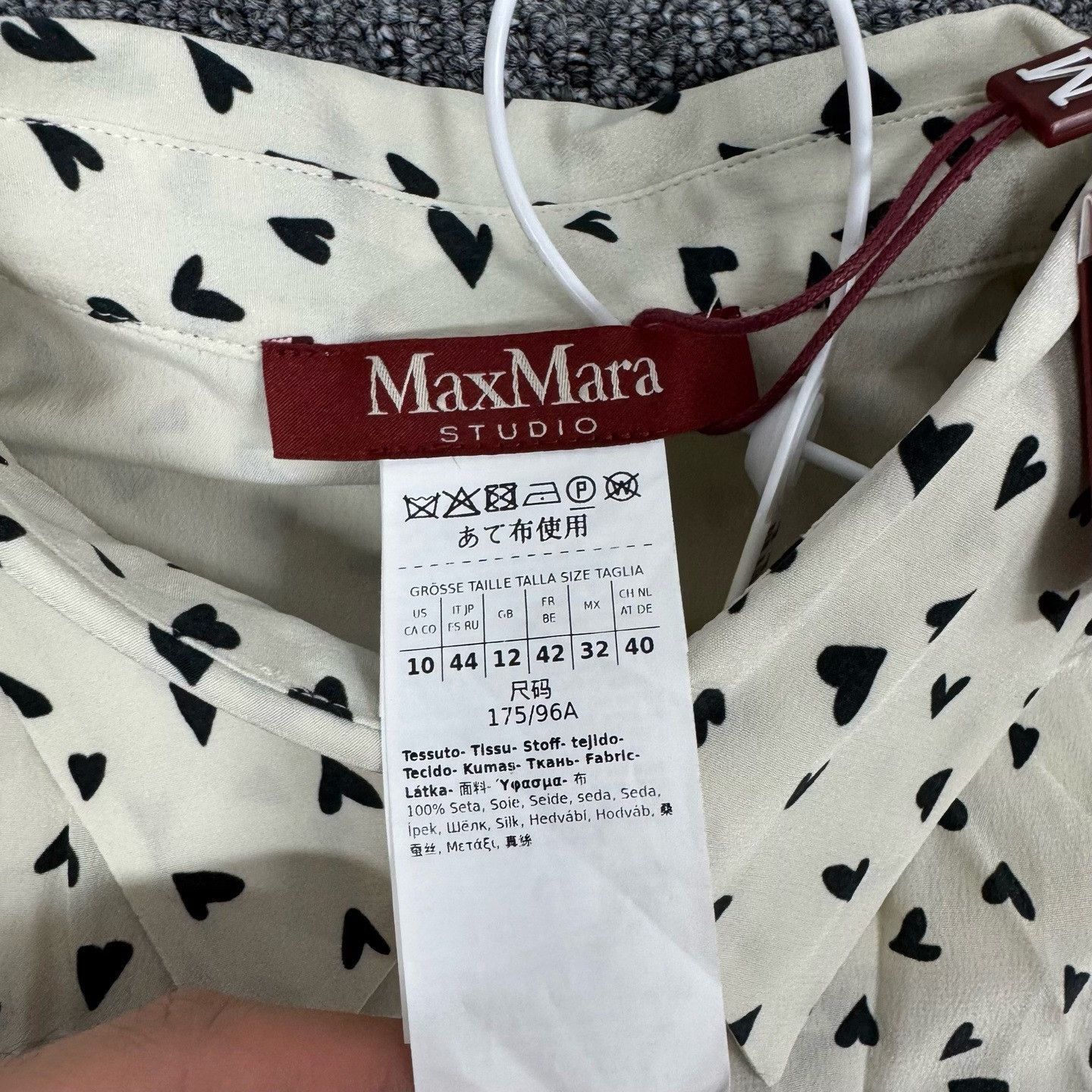 Max Mara Max Mara Studio Heart Print Silk Shirt IT 44 Size M / US 6-8 / IT 42-44 - 7 Thumbnail