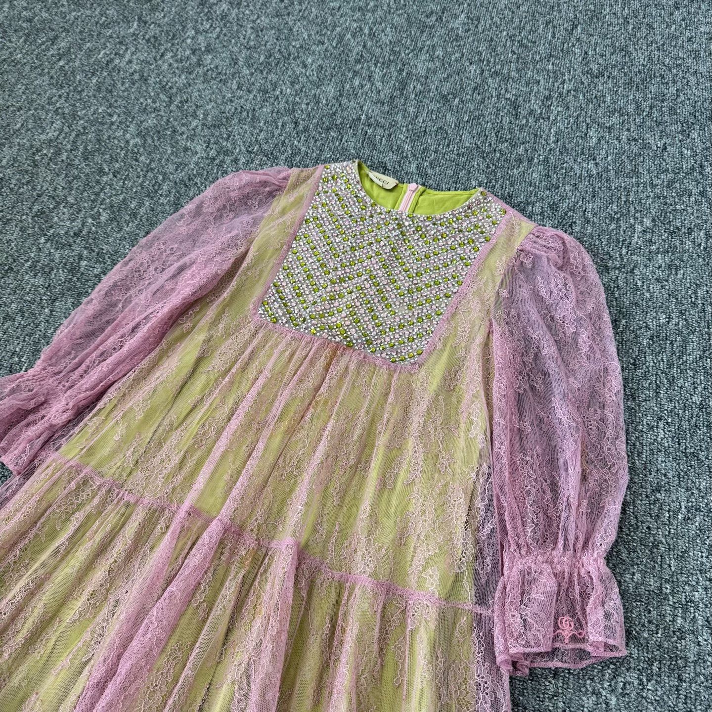 Gucci Gucci Rhinestone Lace Midi Dress 12 Size XXS / US 00 / IT 34 - 5 Thumbnail