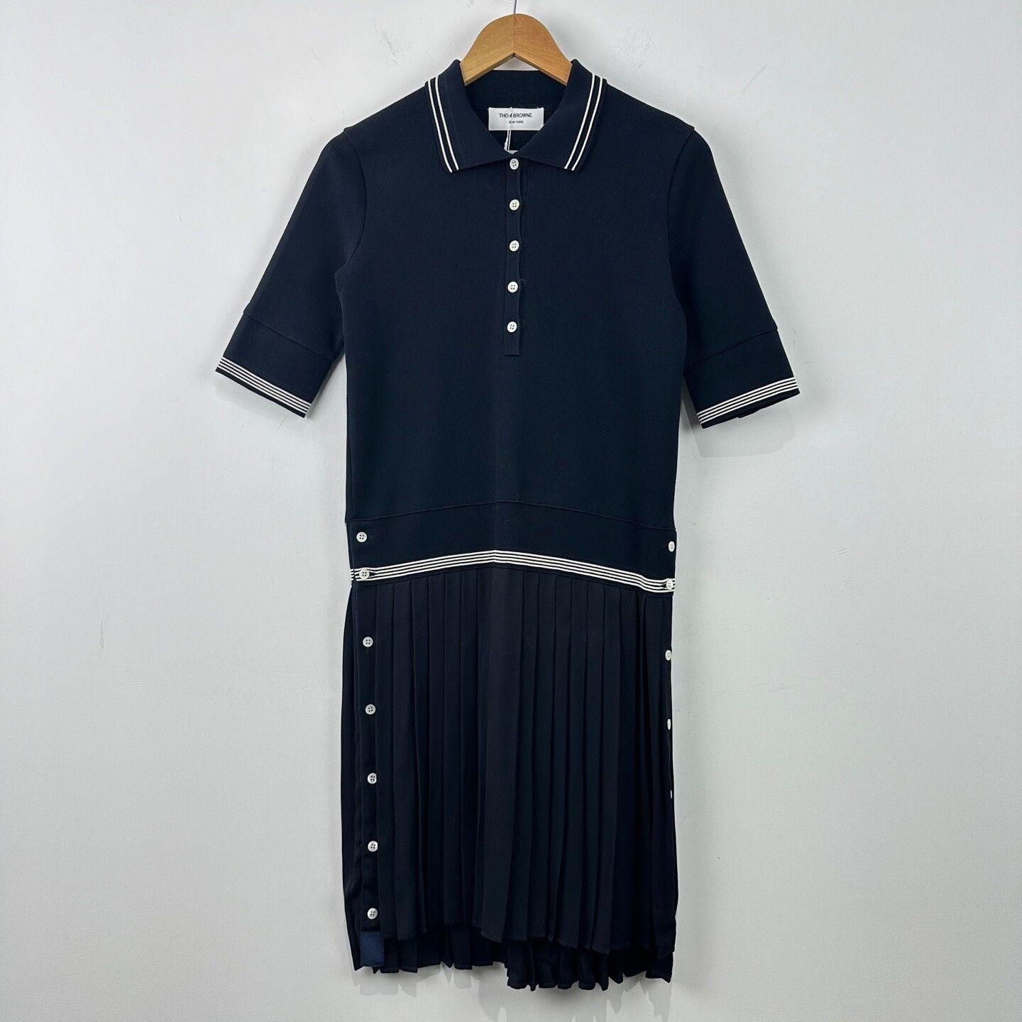 Thom Browne Thom Browne Knit Pleated Polo Midi Dress Size 2 Size M / US 6-8 / IT 42-44 - 2 Thumbnail