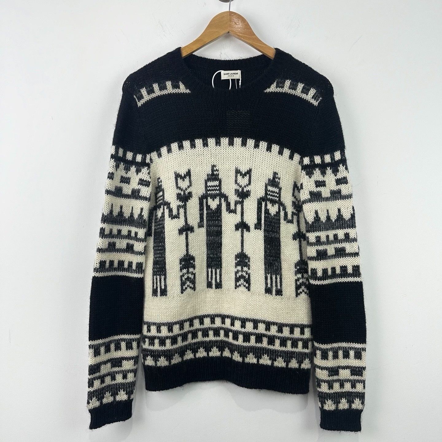 Saint Laurent Paris Saint Laurent Robot Jacquard Wool Blend Sweater XS Size US XS / EU 42 / 0 - 2 Thumbnail