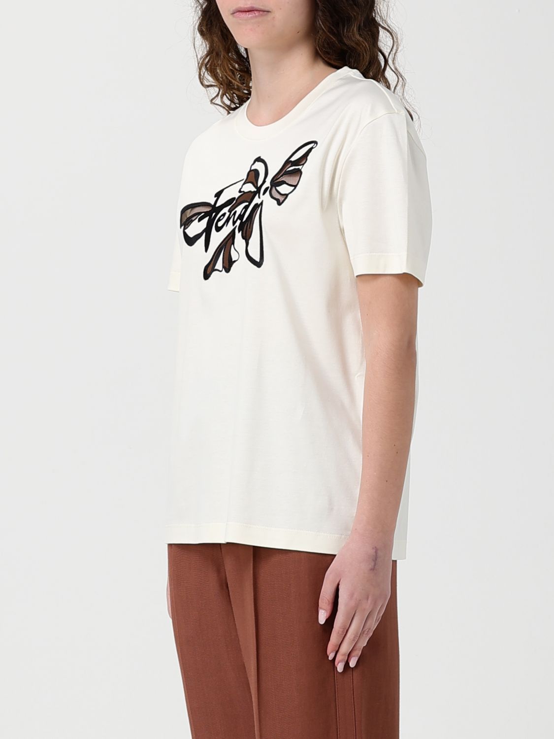 Fendi Fendi T-Shirt Woman Beige Size M / US 6-8 / IT 42-44 - 4 Thumbnail