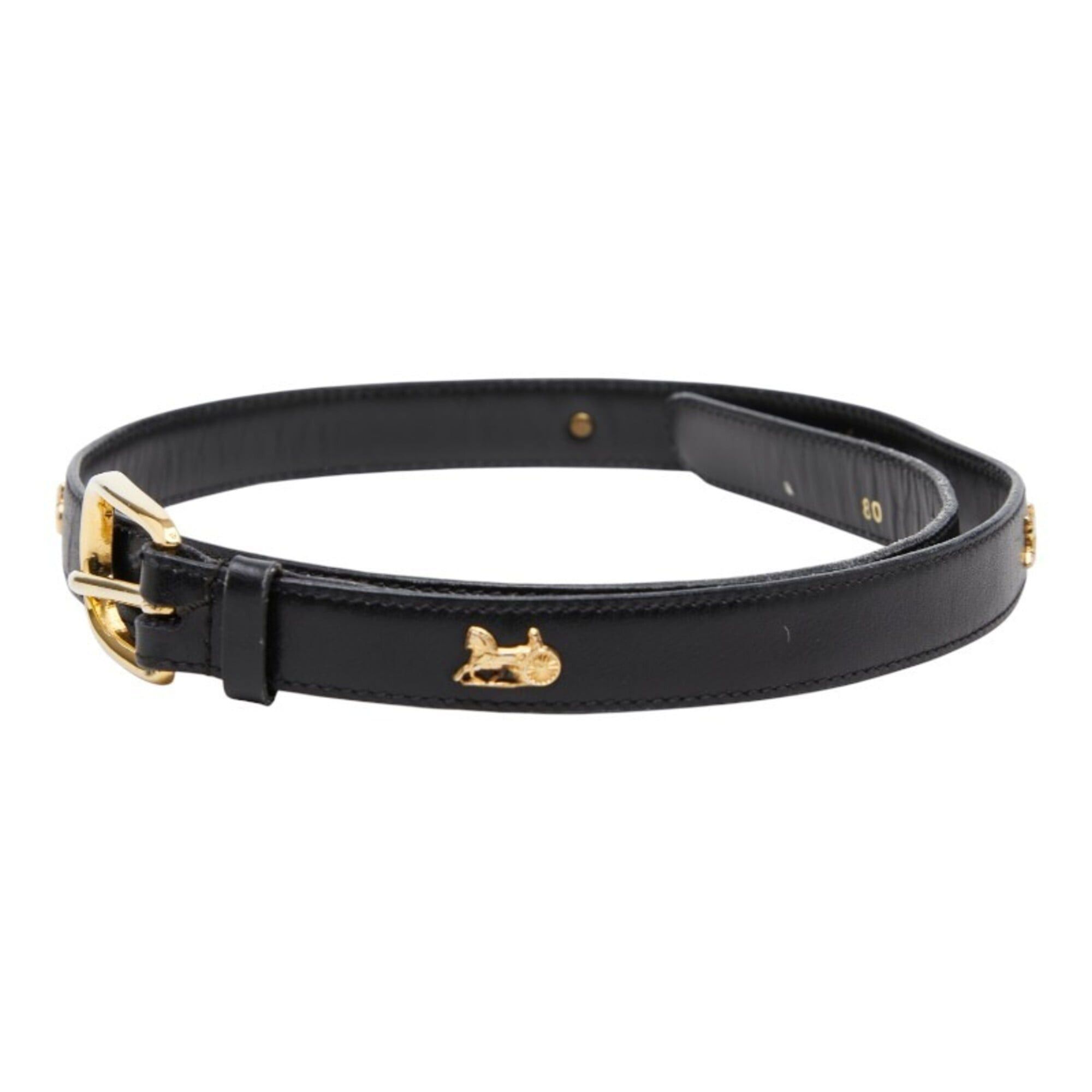 Celine Celine Carriage Belt, Size 80, Black, Gold Hardware, Leather, Women's. Size ONE SIZE - 3 Thumbnail