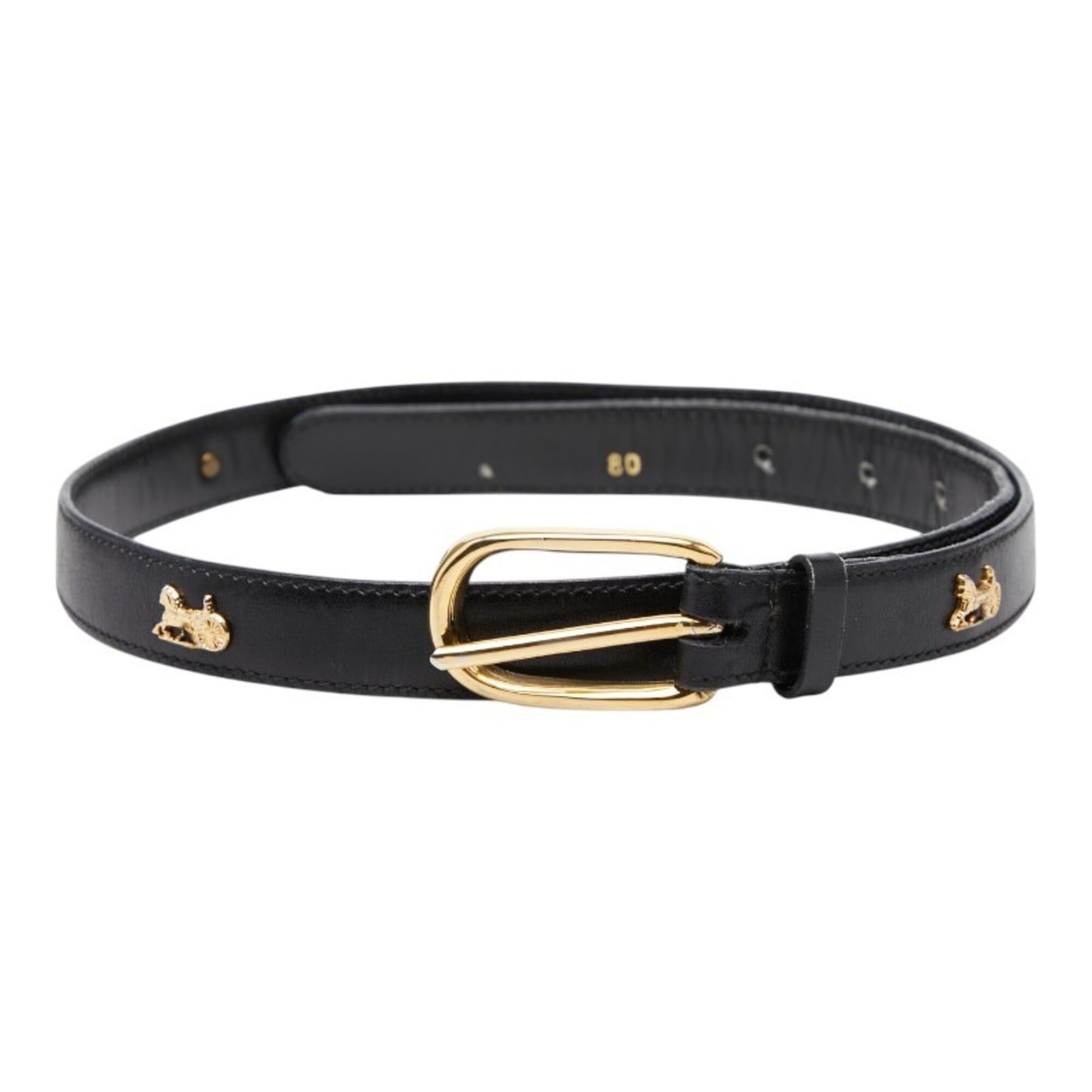 Celine Celine Carriage Belt, Size 80, Black, Gold Hardware, Leather, Women's. Size ONE SIZE - 2 Thumbnail