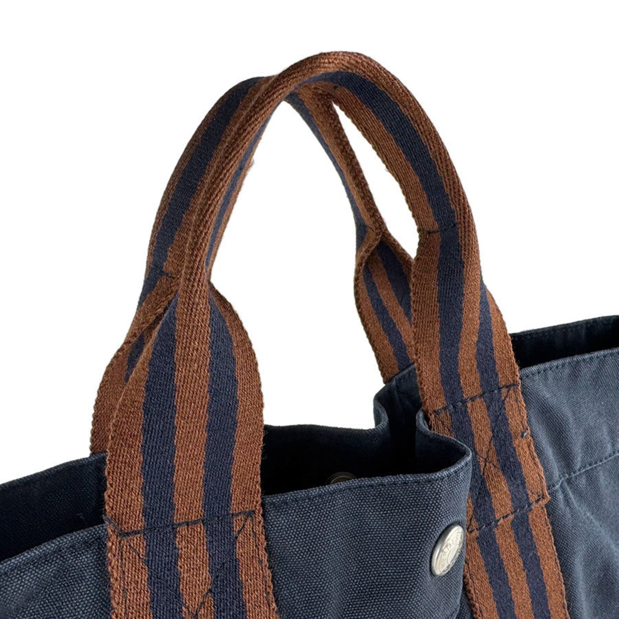 Hermes Hermes Fourre-Tout MM Canvas Handbag, Navy Brown, Women's z9571 Size ONE SIZE - 10 Thumbnail