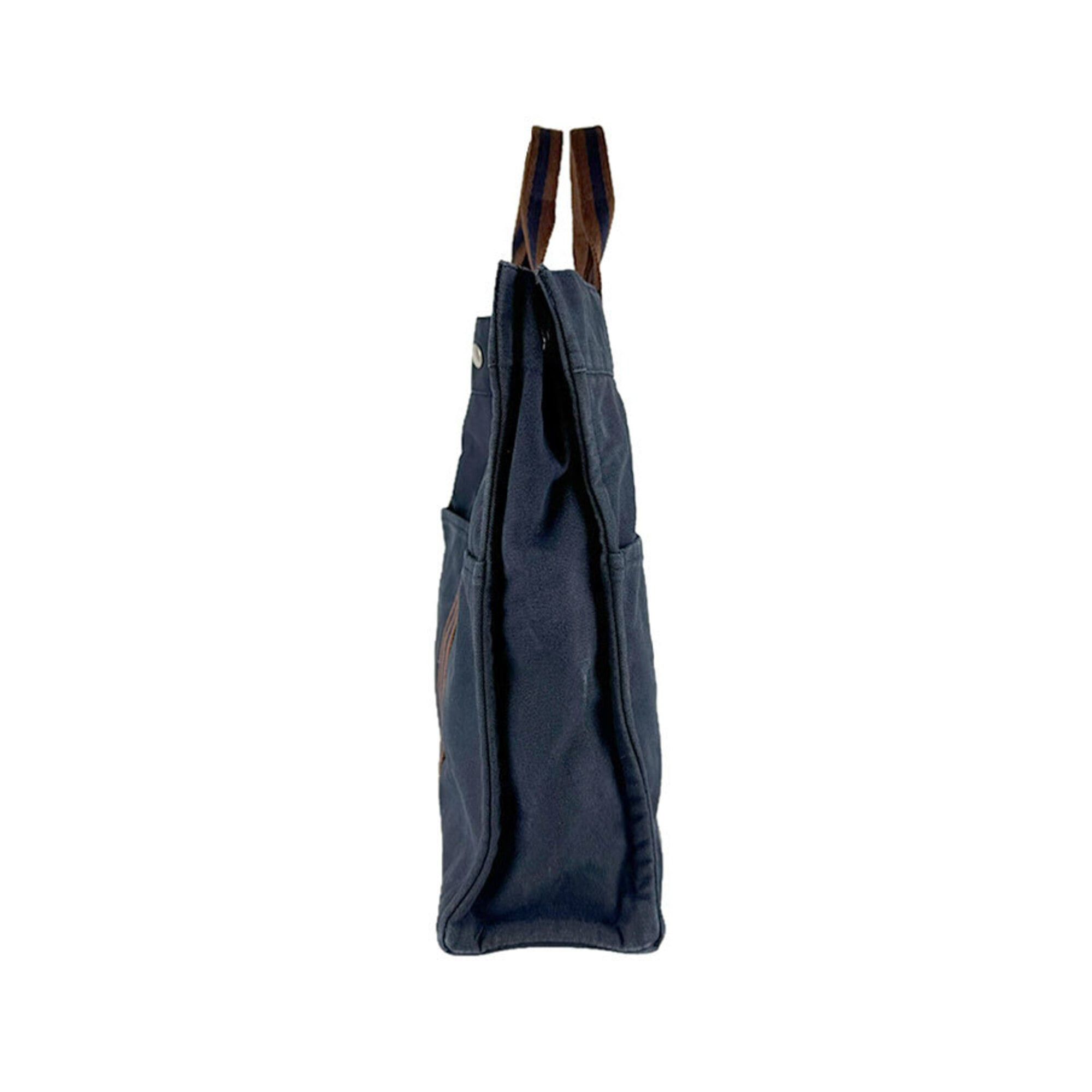 Hermes Hermes Fourre-Tout MM Canvas Handbag, Navy Brown, Women's z9571 Size ONE SIZE - 2 Thumbnail