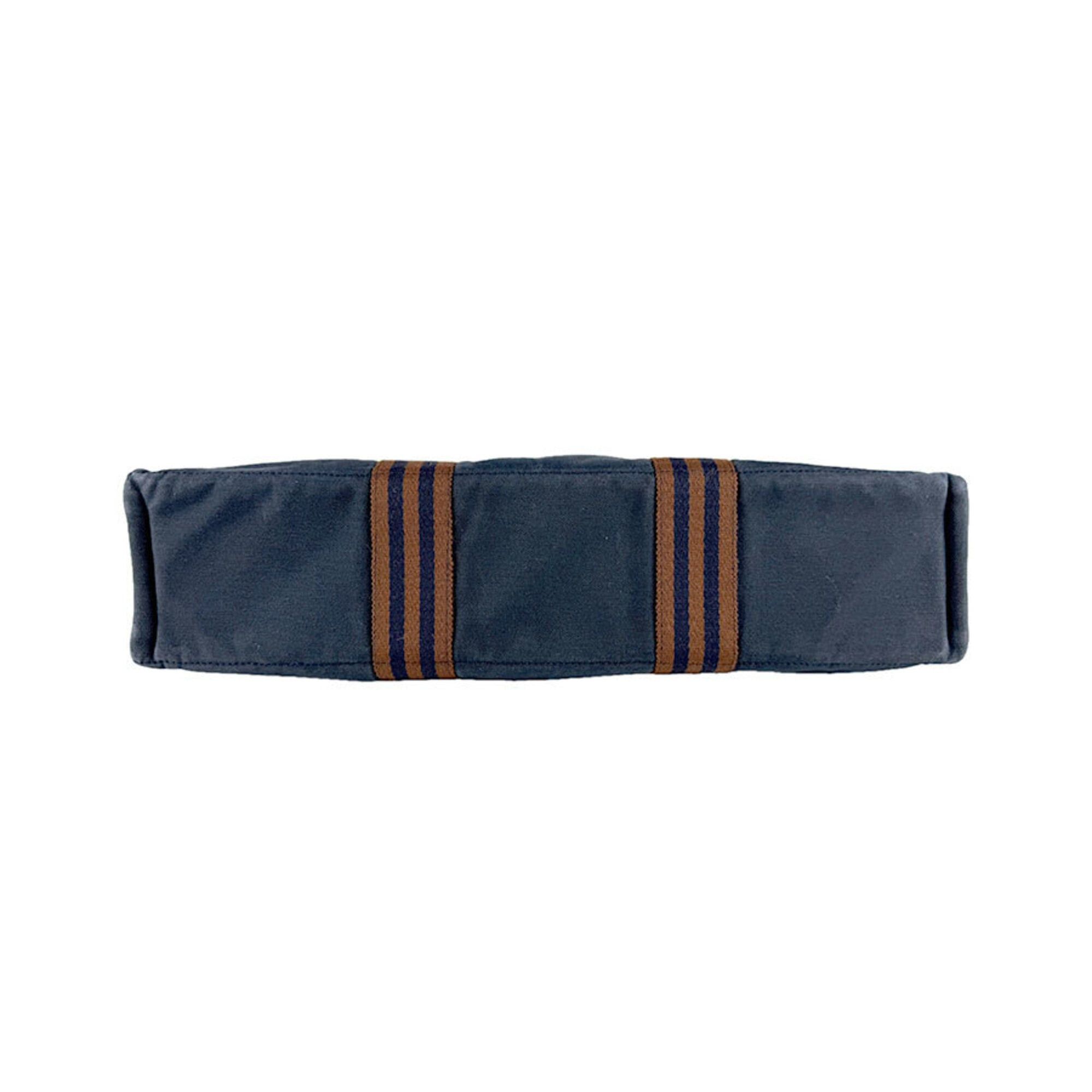 Hermes Hermes Fourre-Tout MM Canvas Handbag, Navy Brown, Women's z9571 Size ONE SIZE - 4 Thumbnail