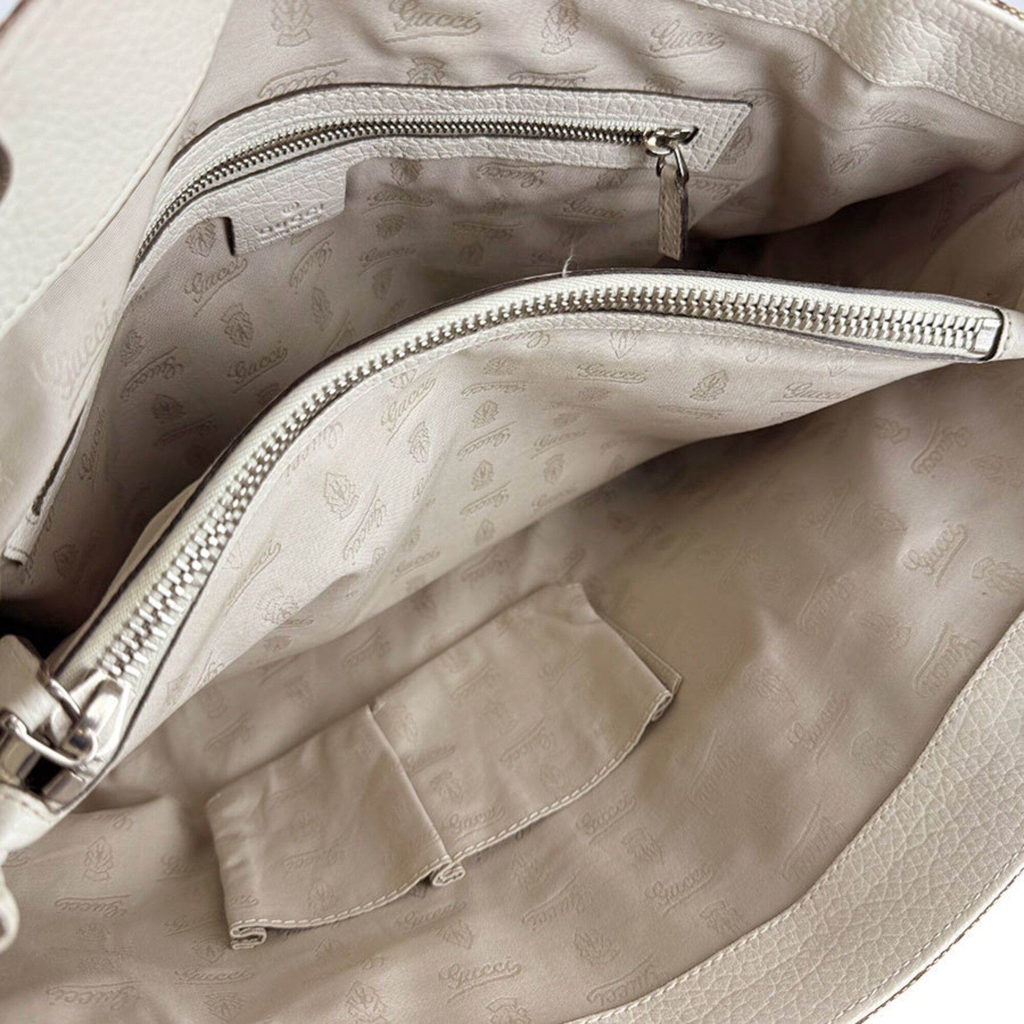 Gucci Gucci tote bag, Bamboo GG canvas, leather, beige brown, ivory, silver, women's, 232947 z9570 Size ONE SIZE - 5 Thumbnail