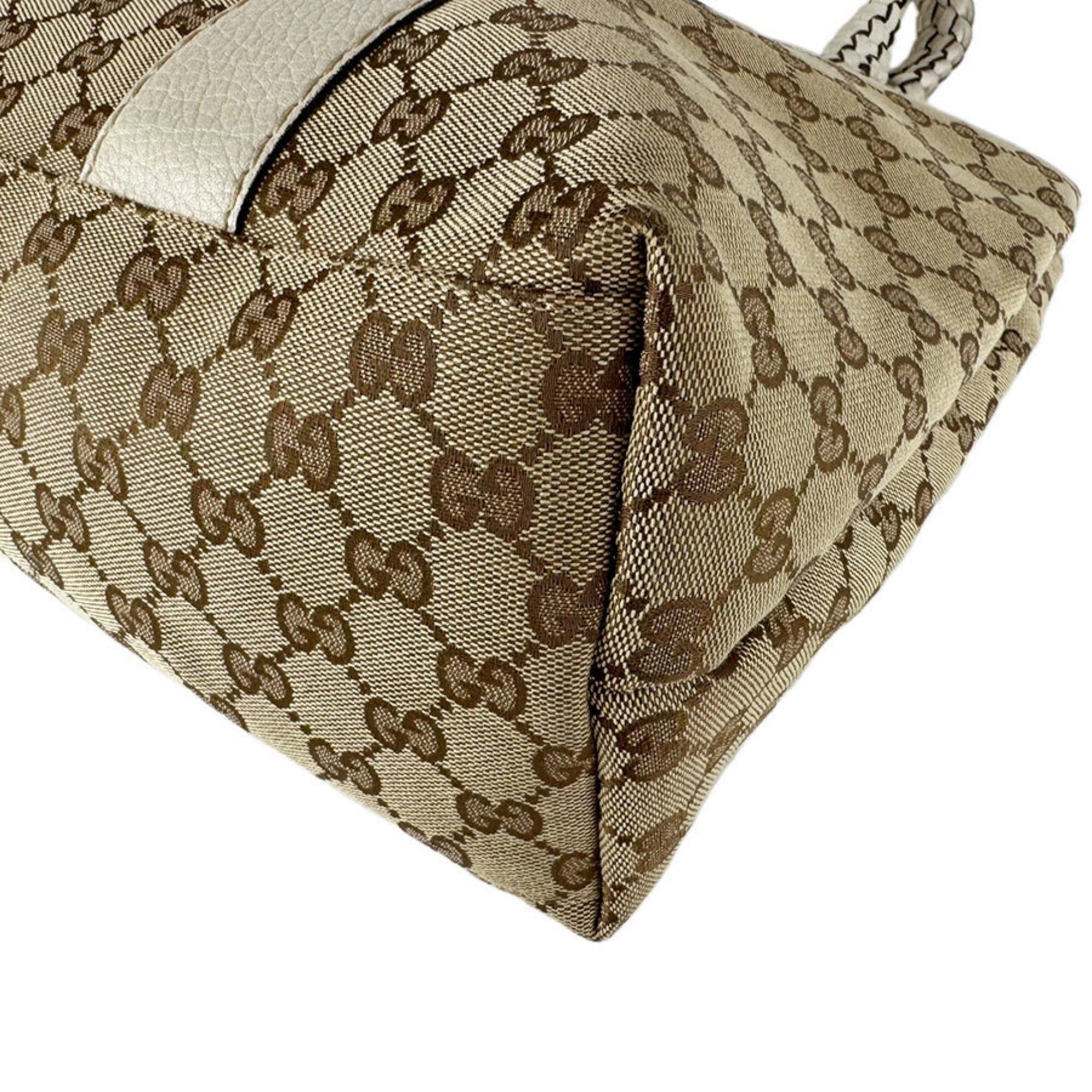 Gucci Gucci tote bag, Bamboo GG canvas, leather, beige brown, ivory, silver, women's, 232947 z9570 Size ONE SIZE - 10 Thumbnail