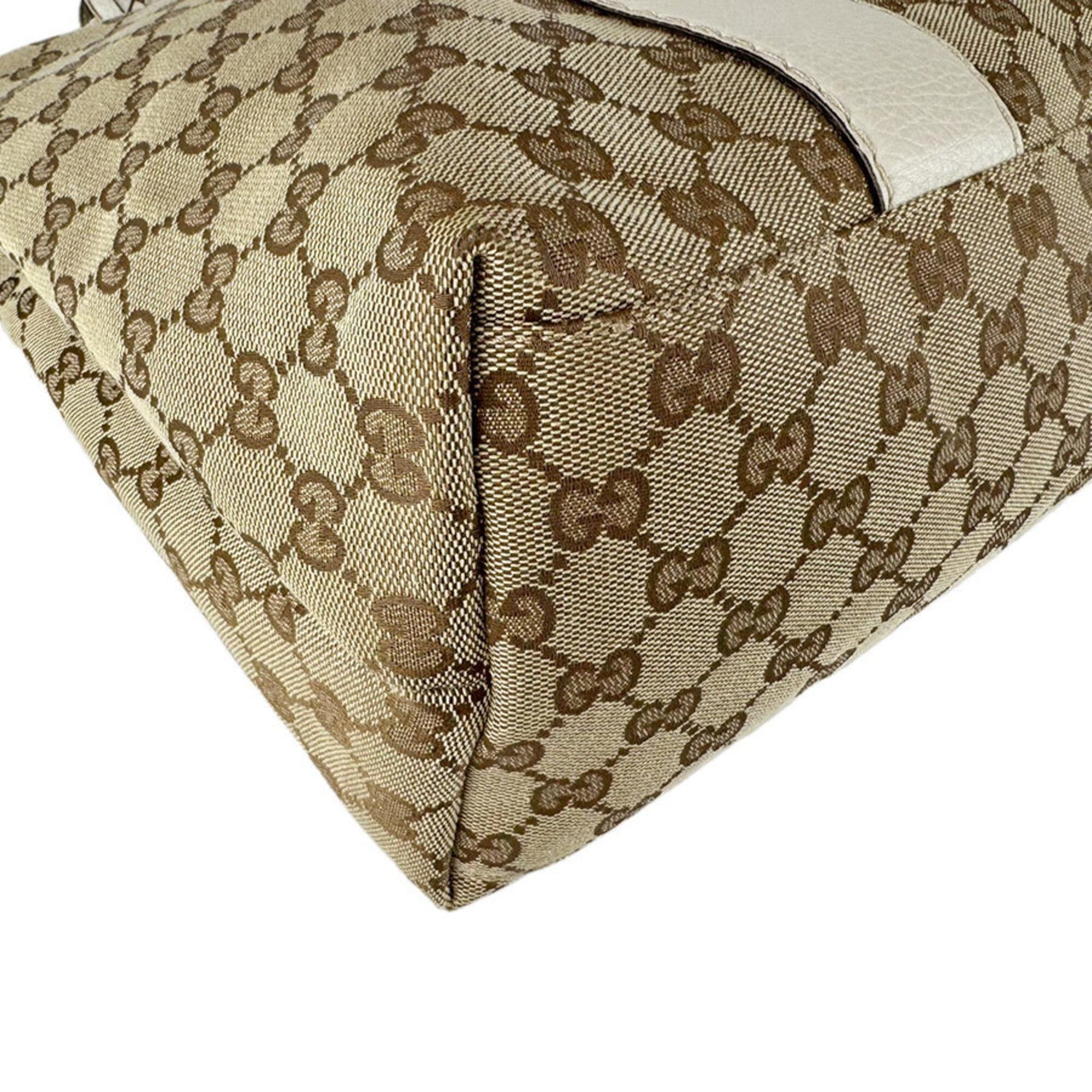 Gucci Gucci tote bag, Bamboo GG canvas, leather, beige brown, ivory, silver, women's, 232947 z9570 Size ONE SIZE - 9 Thumbnail