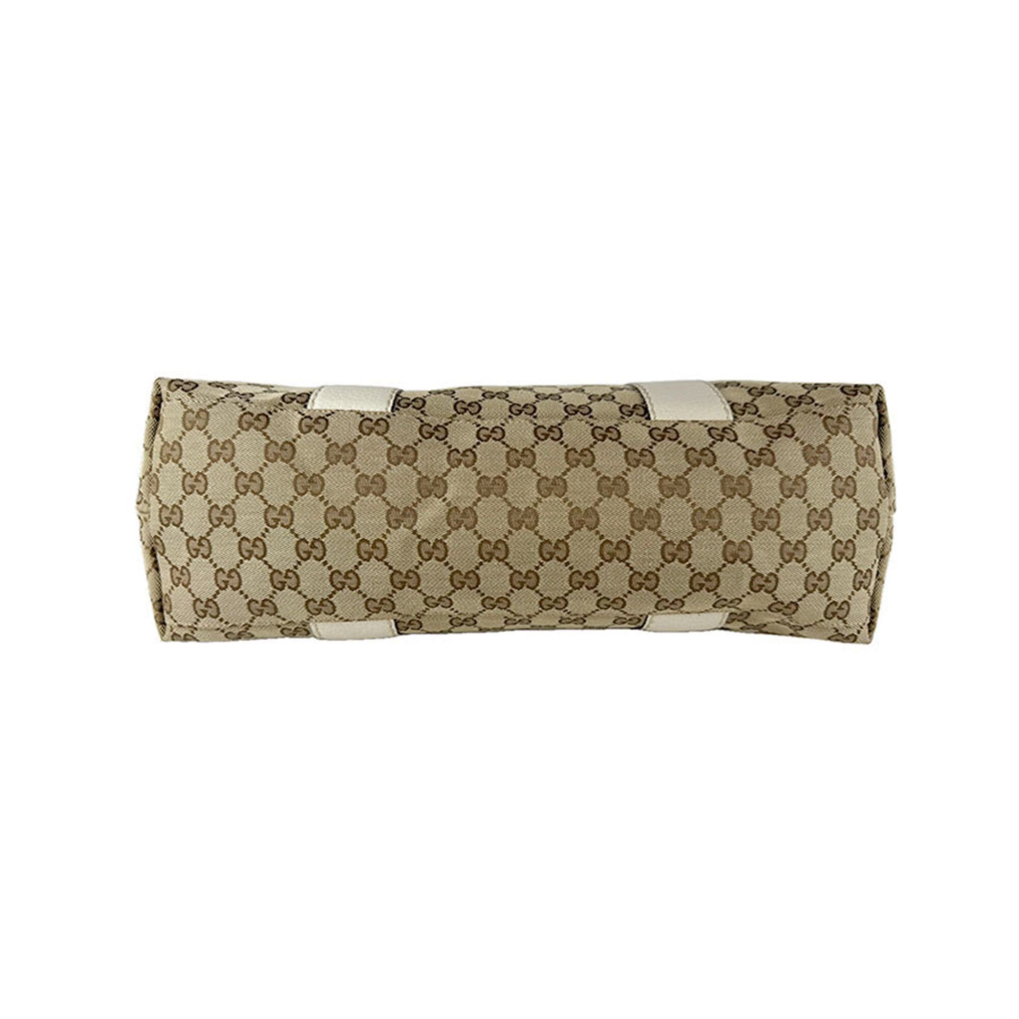 Gucci Gucci tote bag, Bamboo GG canvas, leather, beige brown, ivory, silver, women's, 232947 z9570 Size ONE SIZE - 4 Thumbnail