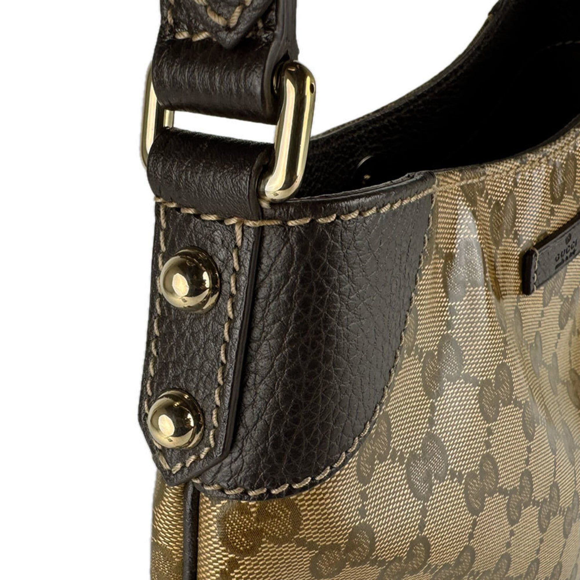 Gucci Gucci Shoulder Bag GG Crystal Coated Canvas Leather Brown Gold Women's z9573 Size ONE SIZE - 6 Thumbnail