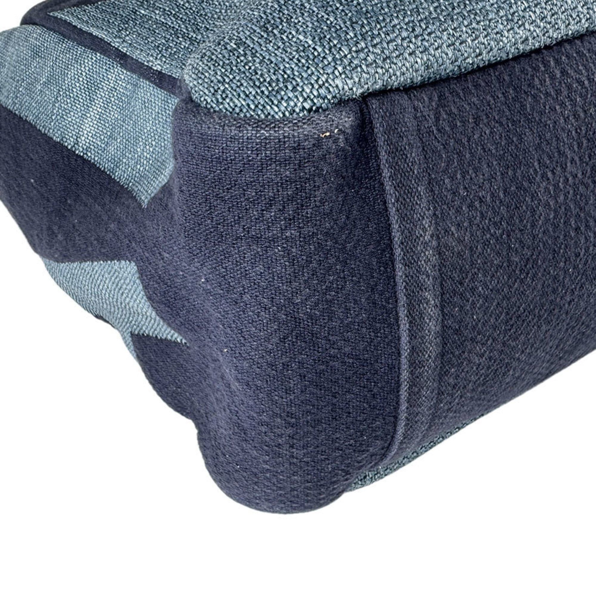 Chanel Chanel Shoulder Bag Large Shopping Tote Raffia Canvas Blue Women's z9568 Size ONE SIZE - 8 Thumbnail