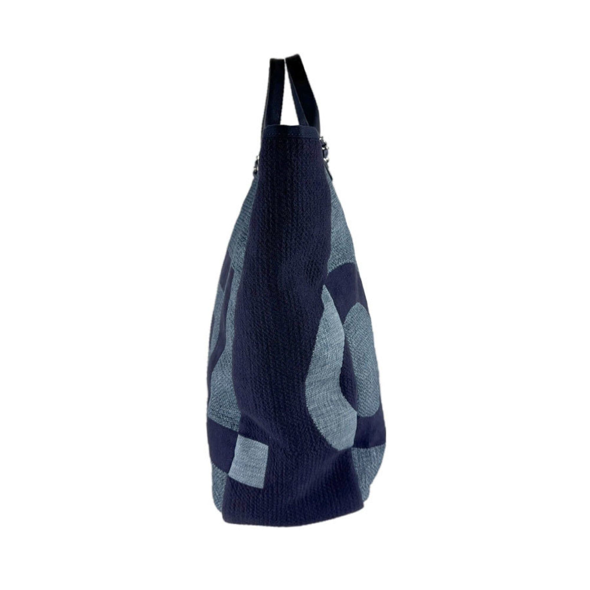 Chanel Chanel Shoulder Bag Large Shopping Tote Raffia Canvas Blue Women's z9568 Size ONE SIZE - 2 Thumbnail