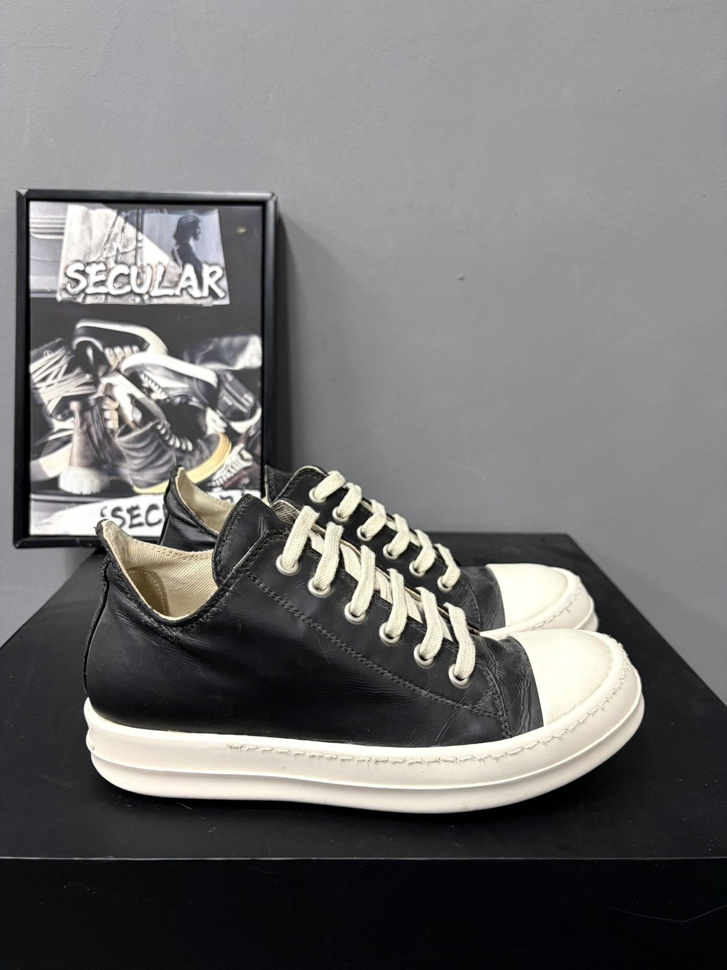 Rick Owens Drkshdw Rick Owens Drskhdw Black White Low-Top Size US 5 / IT 35 - 4 Thumbnail