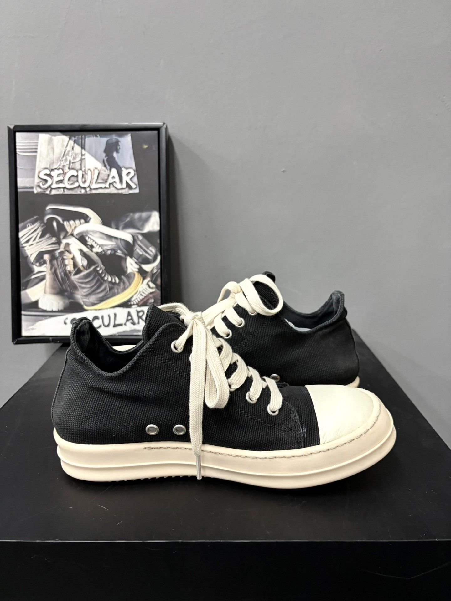 Rick Owens Drkshdw Rick Owens Drkshdw Black White Low-Top Sneakers Size US 5 / IT 35 - 6 Thumbnail