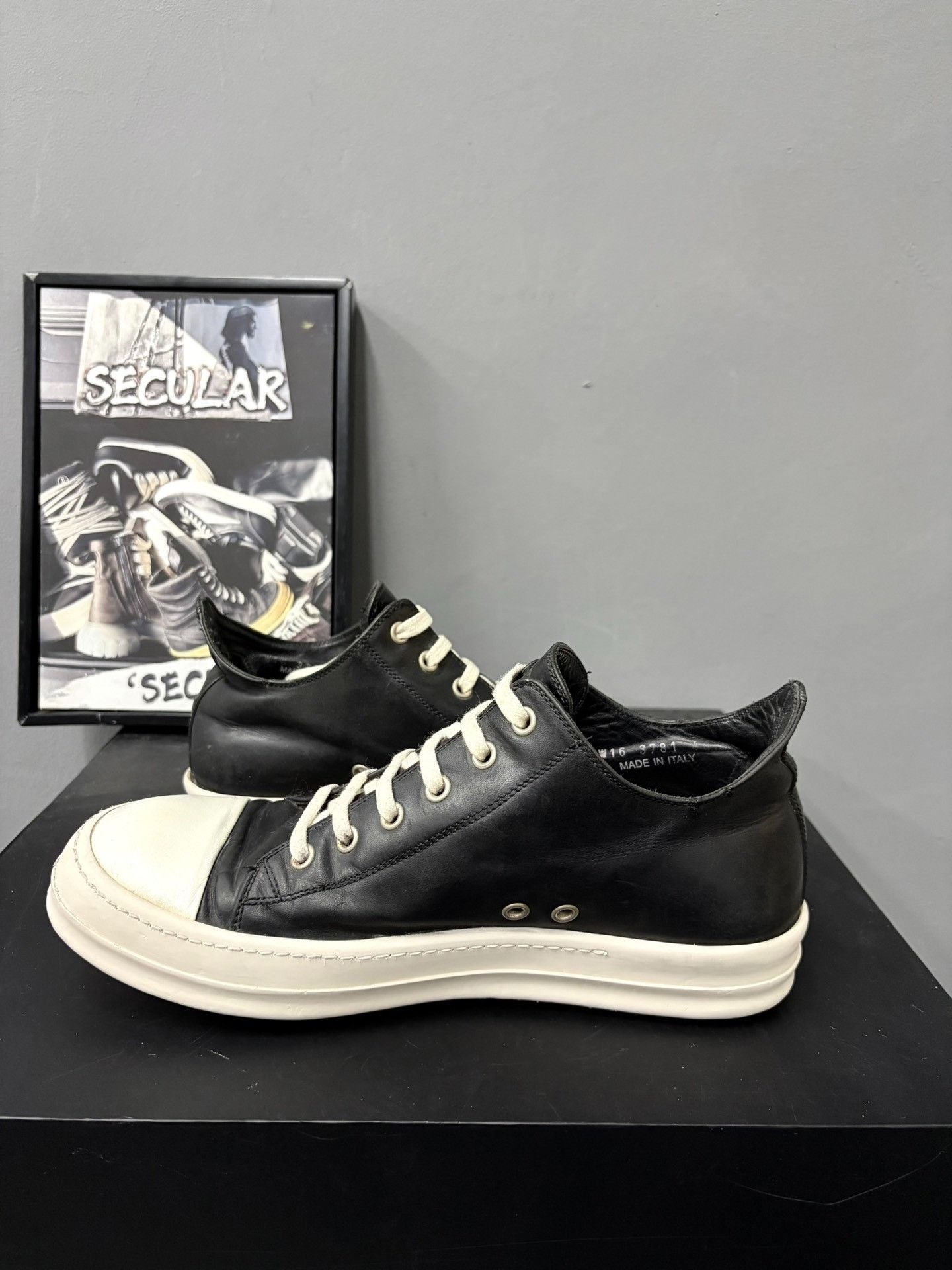 Rick Owens Rick Owens 16SS Men's Black White Low-Top Size US 7.5 / EU 40-41 - 5 Thumbnail