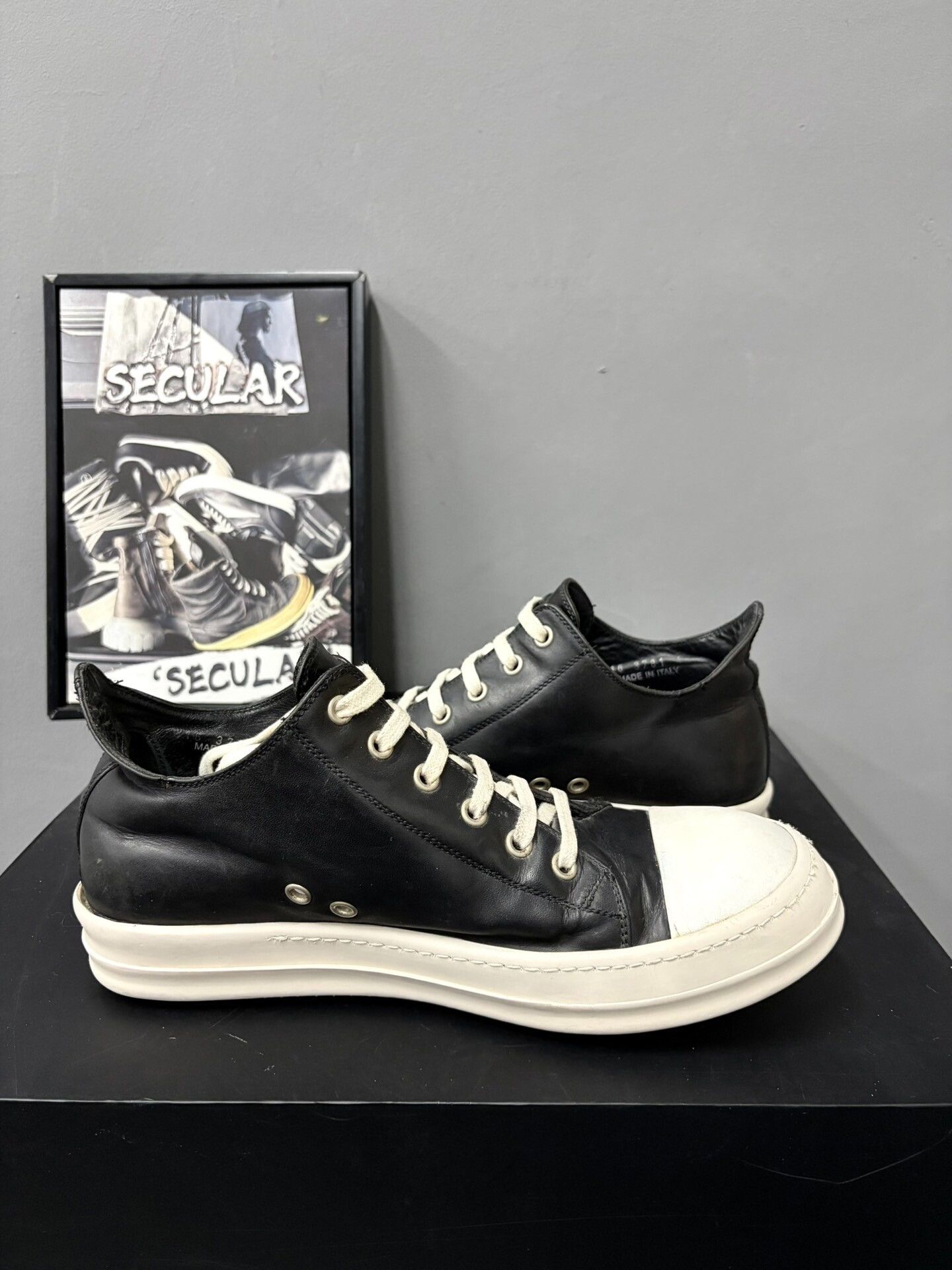 Rick Owens Rick Owens 16SS Men's Black White Low-Top Size US 7.5 / EU 40-41 - 6 Thumbnail